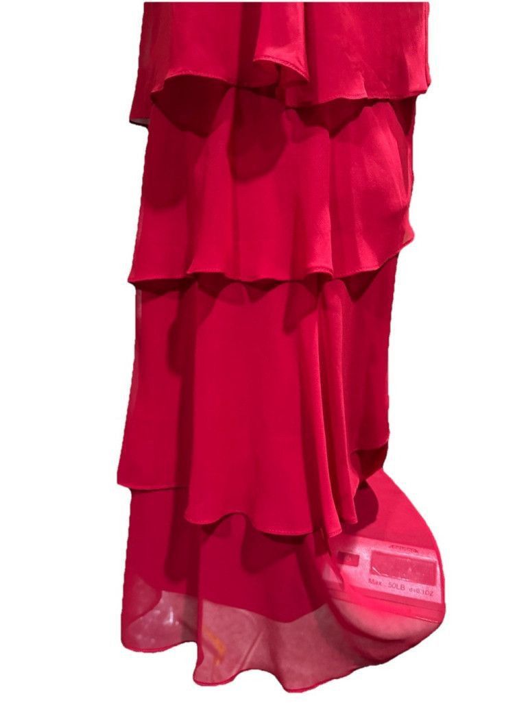 SLVDR SLNY Crimson Rhinestone Shoulder Tiered Chiffon DressSIZE 14 Size XL / US 12-14 / IT 48-50 - 3 Thumbnail