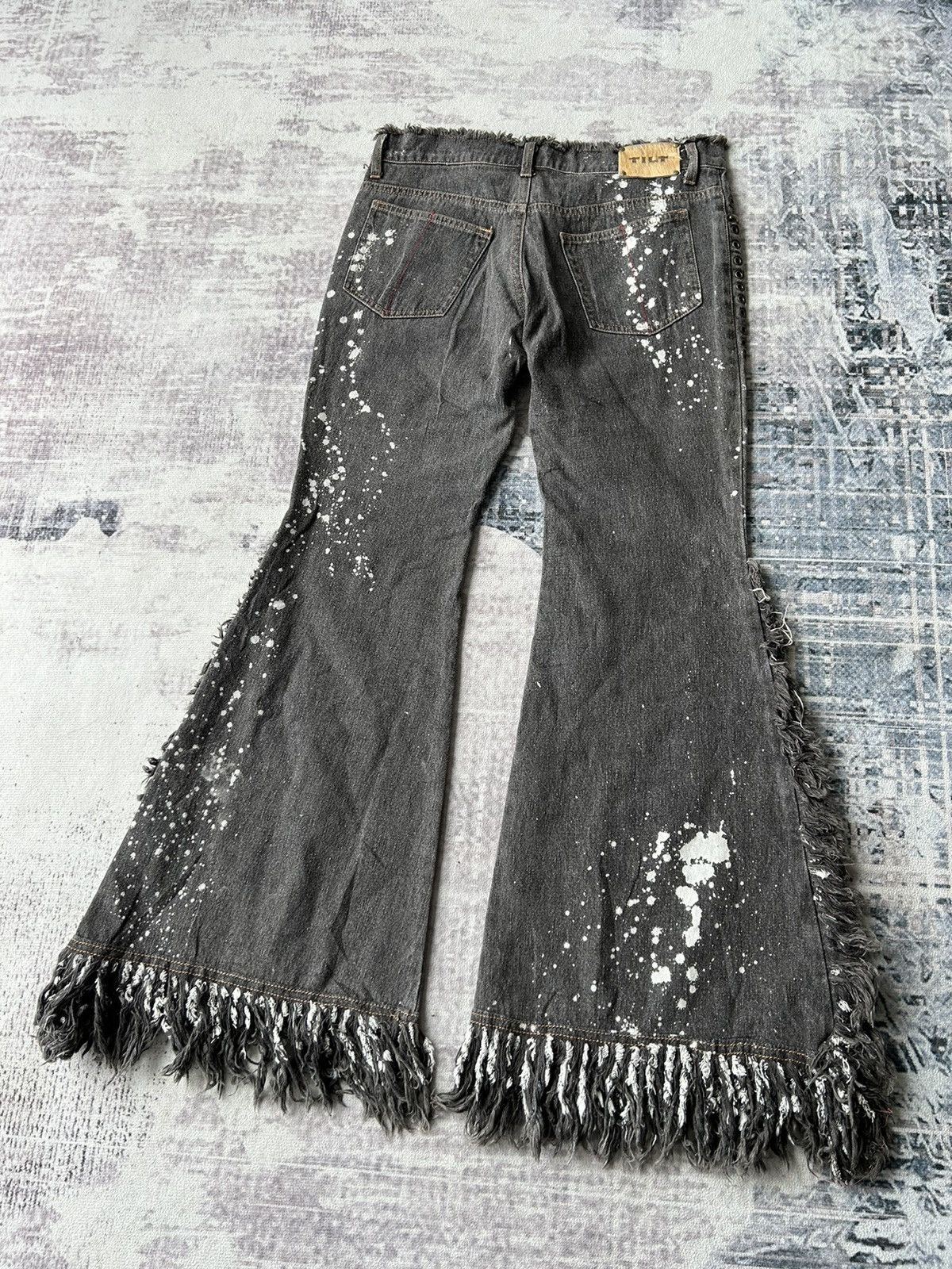 14th Addiction Flared Punk Style Painted Jeans Size US 29 - 4 Thumbnail