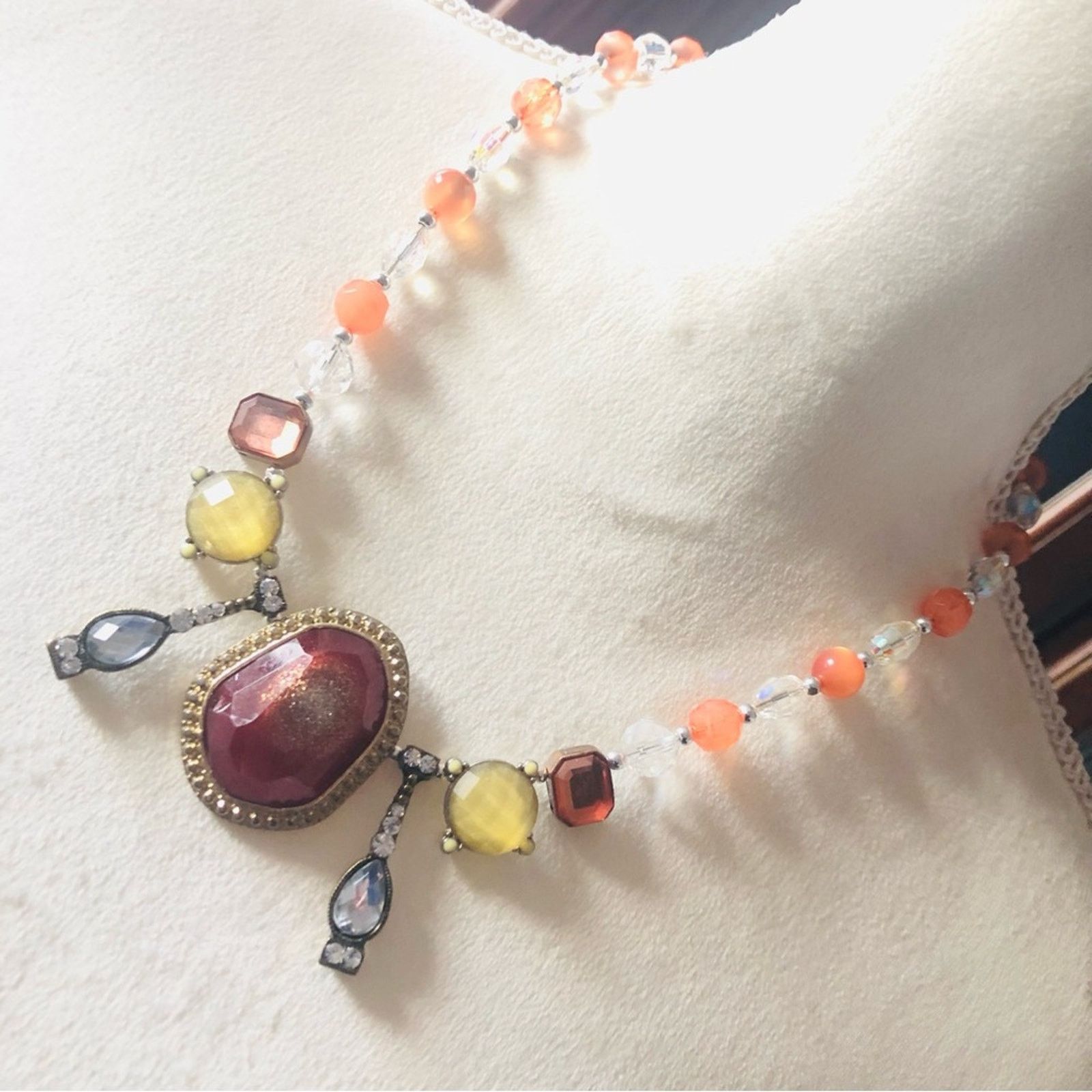 Handmade Handcrafted Hawaiian sunset crystal bead stone necklace Size ONE SIZE - 1 Thumbnail