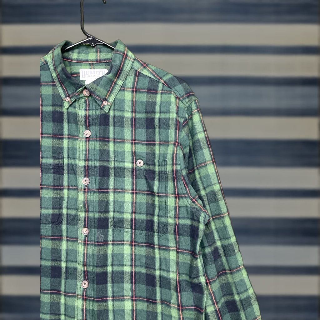 Vintage Duluth Trading Flannel Mens M Heavyweight Button-Up Long Sleeve - Green, Cotton, Vintage, 80s-90s Outdoor Classic Shirt Size US M / EU 48-50 / 2 - 1 Thumbnail