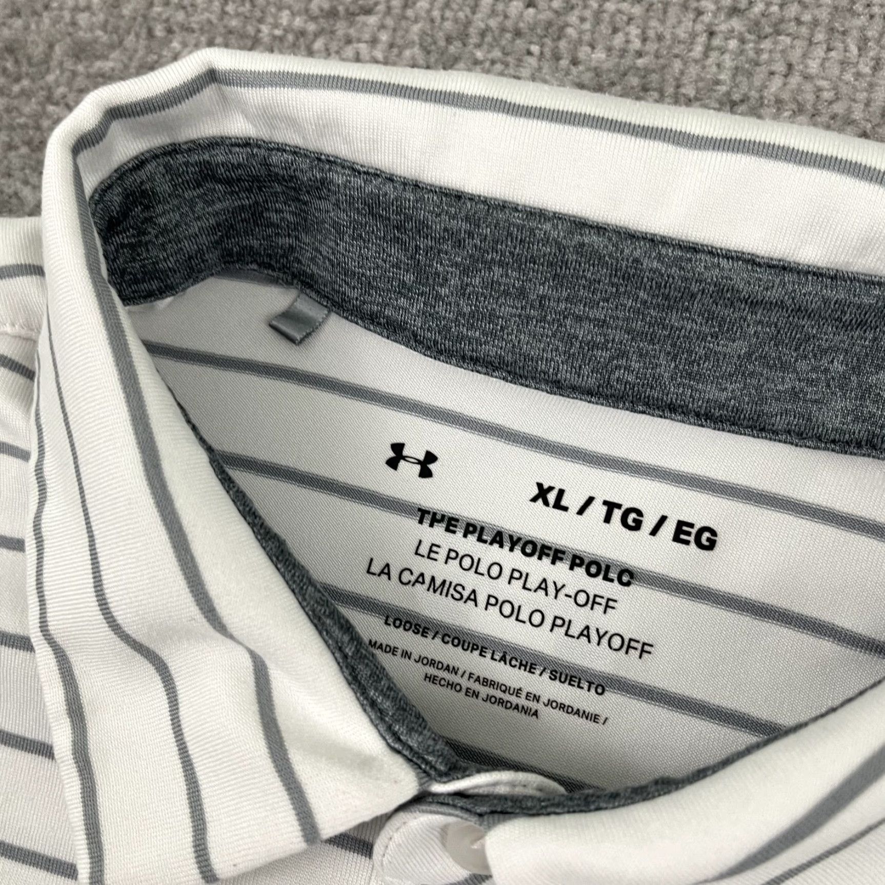 Under Armour Under Armour Polo Shirt Mens XL White Gray Stripe Performance Golf Sport Size US XL / EU 56 / 4 - 3 Thumbnail