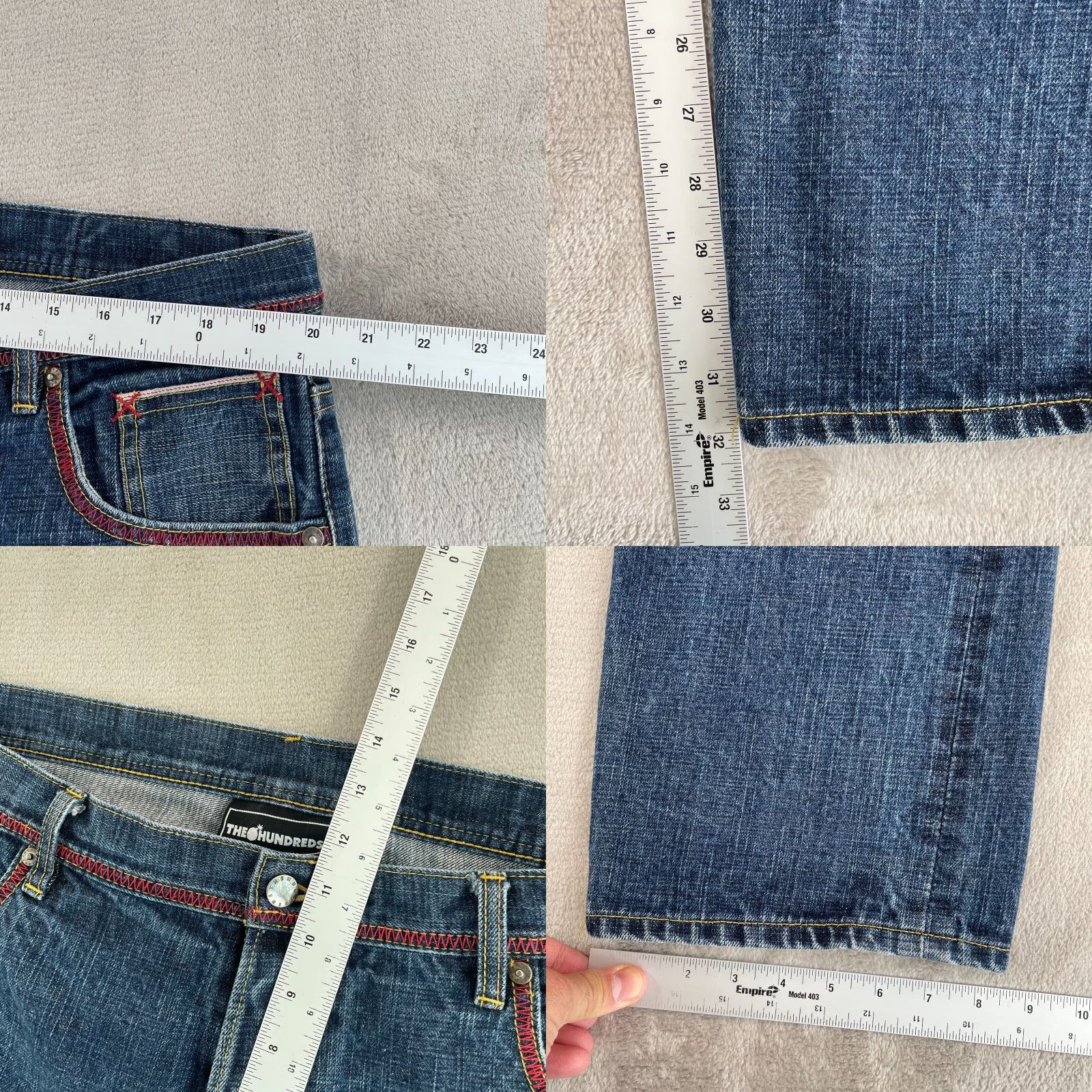 The Hundreds VINTAGE The Hundreds Jeans Men 40x32 Blue Embroidered Pocket Grunge Selvedge Denim Straight 40 32 Distressed Slimming Pockets Size US 40 / EU 56 - 8 Thumbnail