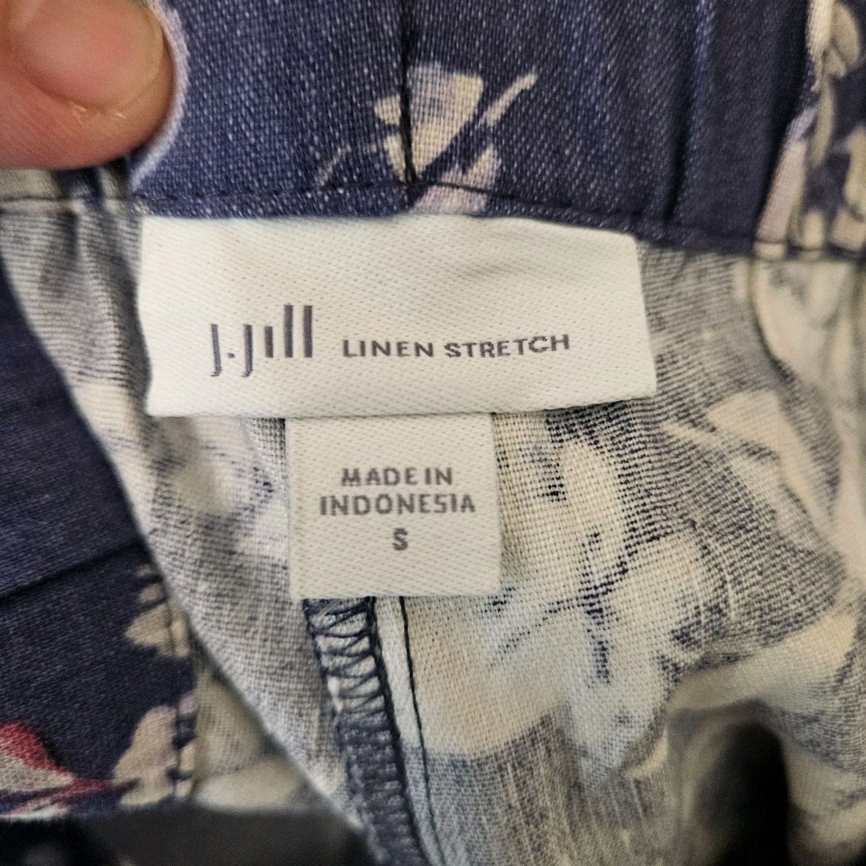 J. Jill J.Jill Linen Stretch Pants Women S Blue Floral Pull On Ankle Casual Pants Size 28" / US 6 / IT 42 - 3 Thumbnail