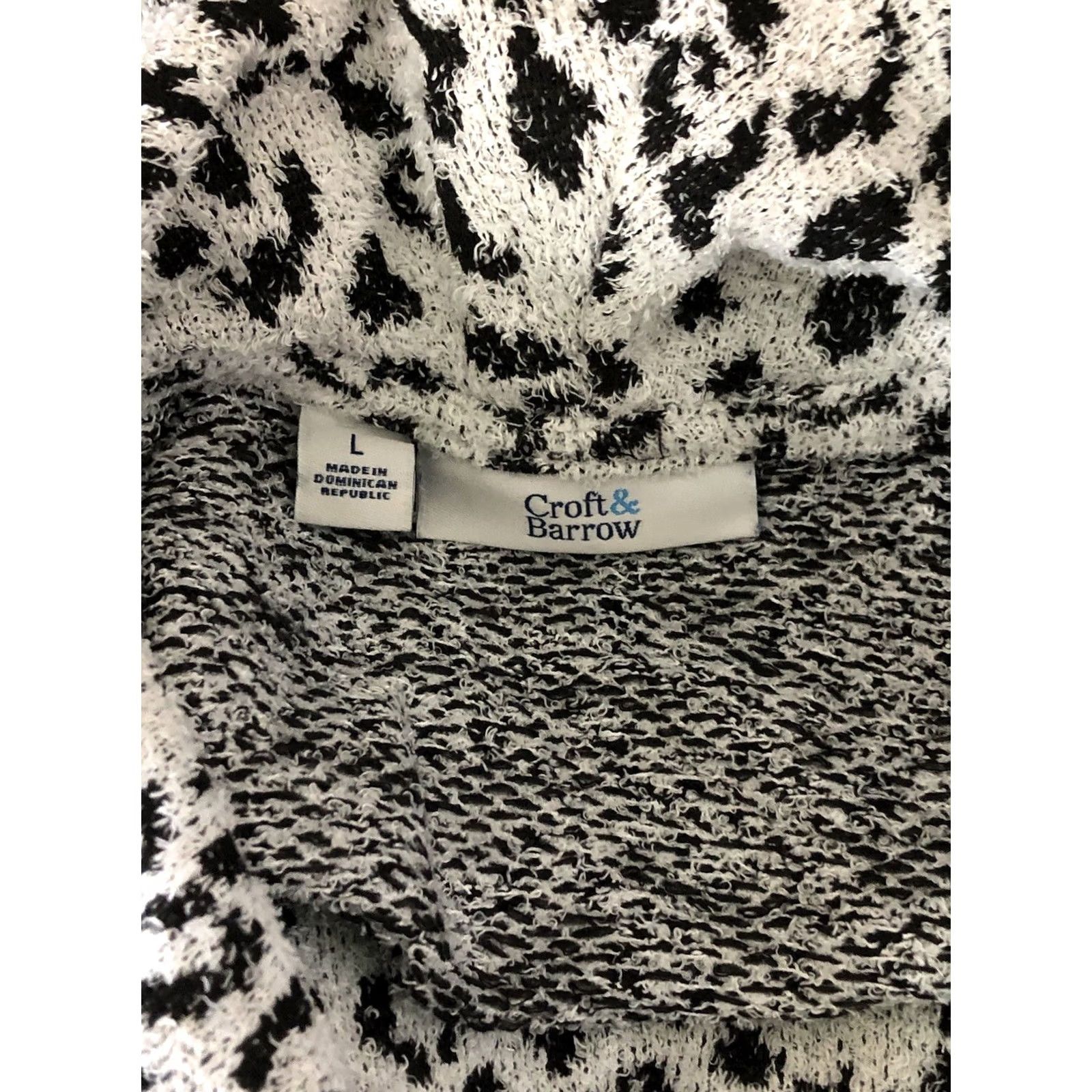 Croft & Barrow Croft Barrow Fuzzy Cowl Neck Sweater L Wht/Blk Leopard Sherpa Y2K Cozy Cottage Knit Pullover Women Leopard 90s Vintage style Size L / US 10 / IT 46 - 4 Thumbnail