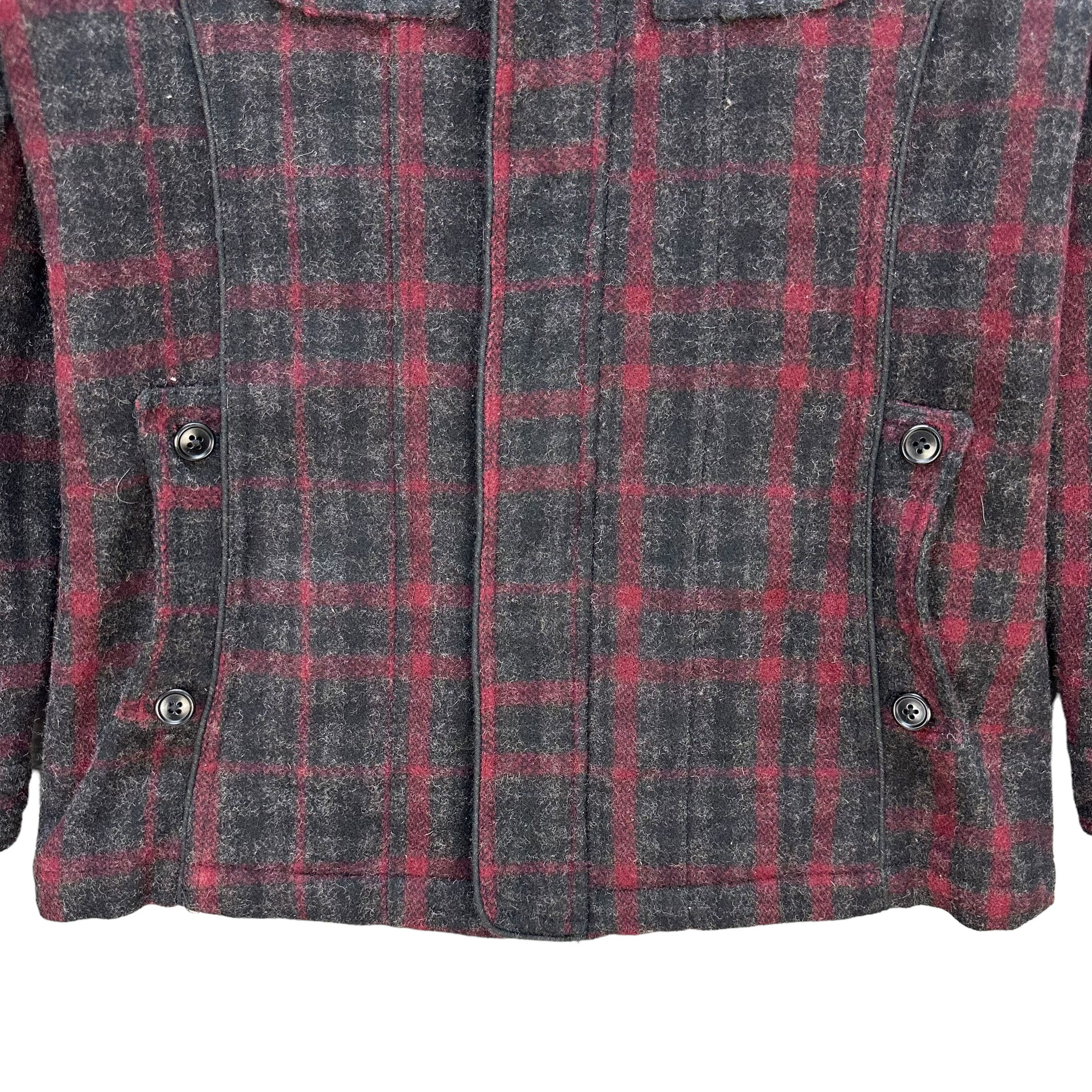 Japanese Brand MF EDITORIAL Red Checked Tartan Turtleneck Jacket #A40-0919 Size M / US 6-8 / IT 42-44 - 3 Thumbnail