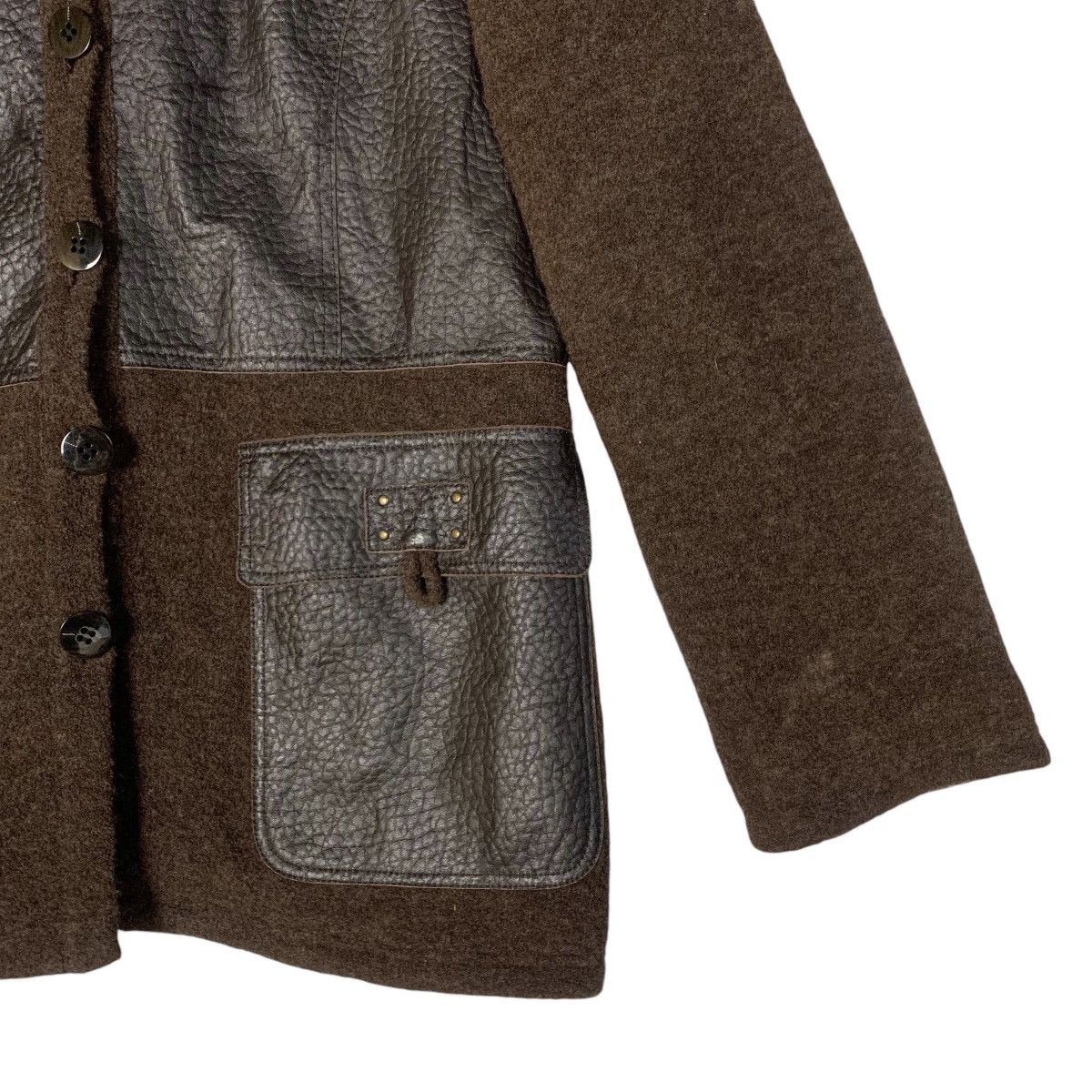 Japanese Brand Vintage Monegal Wool With Leather Jacket Size S / 40 Size M / US 6-8 / IT 42-44 - 6 Thumbnail