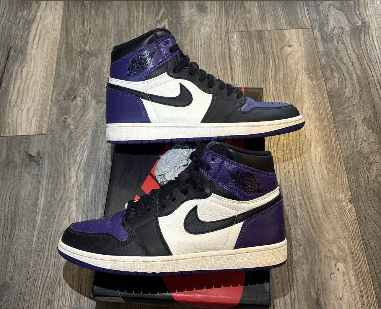 image of Jordan Brand 1 Court Purple Shoes in Black/Purple, Men's (Size 10)