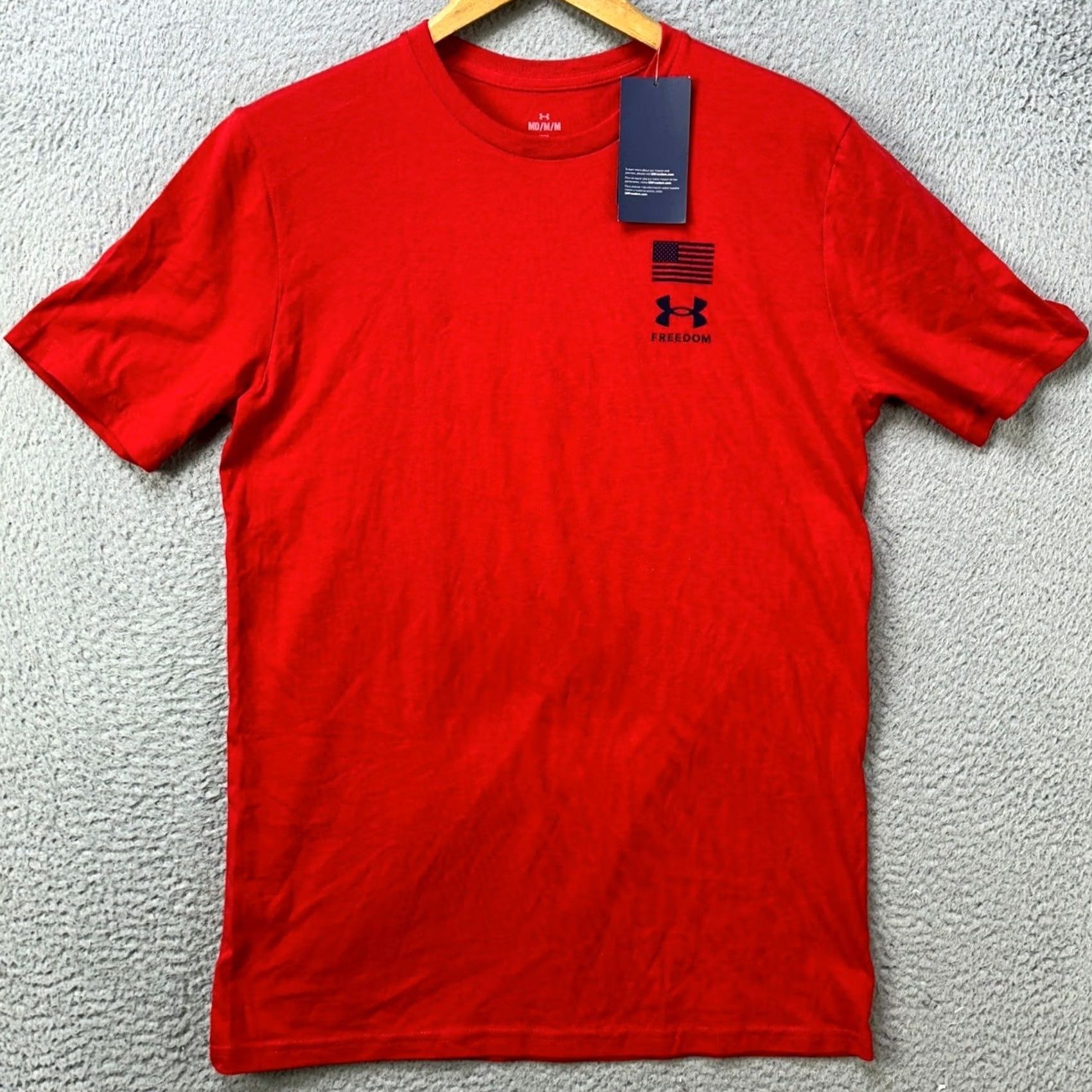 Under Armour Under Armour Crew Neck T-Shirt Graphic Print FreedoM Red USA Flag Men’s Medium Distinctive Logo Casual Shirt Size US M / EU 48-50 / 2 - 3 Thumbnail