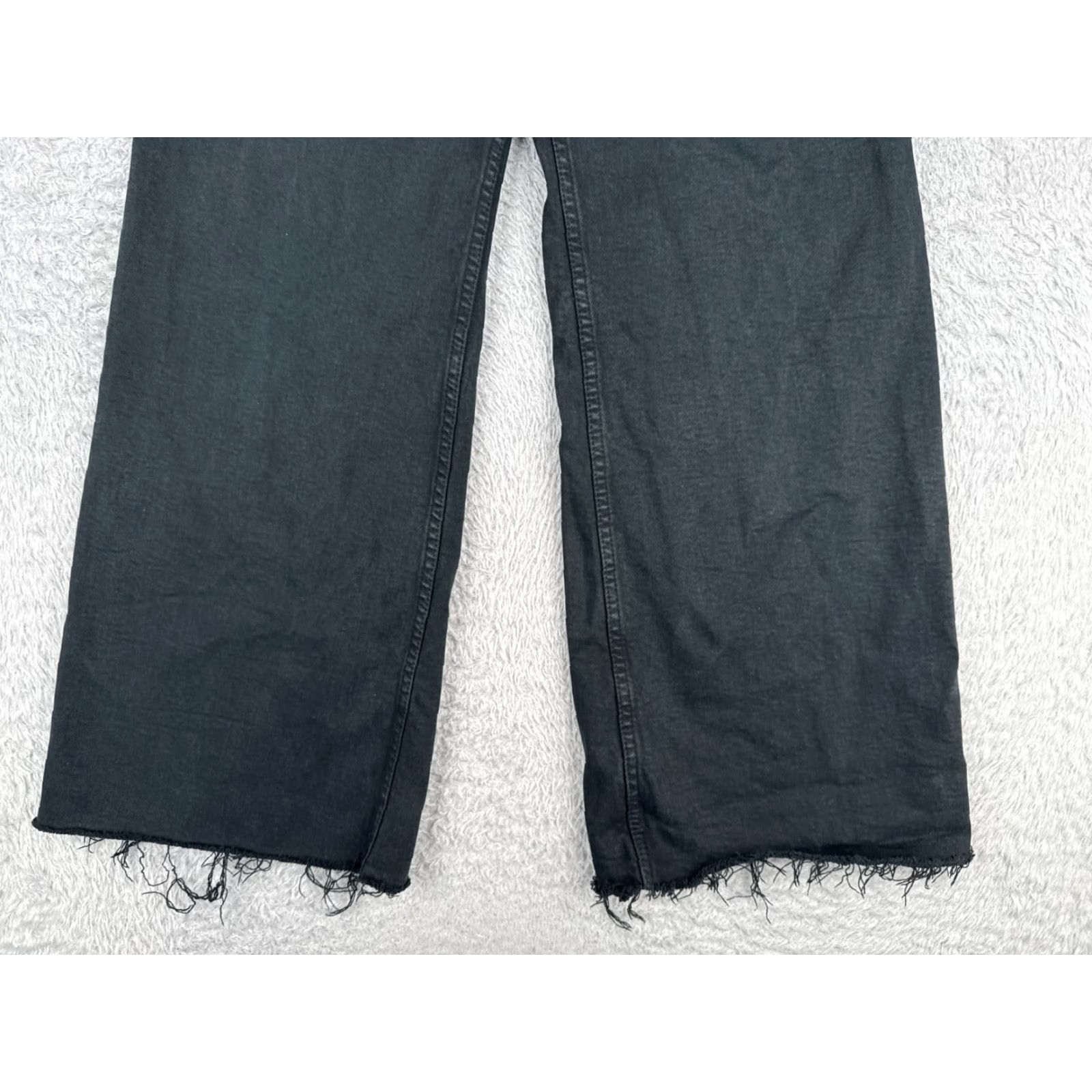 Zara Zara Jeans Women 2 Black Denim Wide Leg High Rise Zip Fly Cotton Blend 24X28 Size 26" / US 2 / IT 38 - 2 Thumbnail