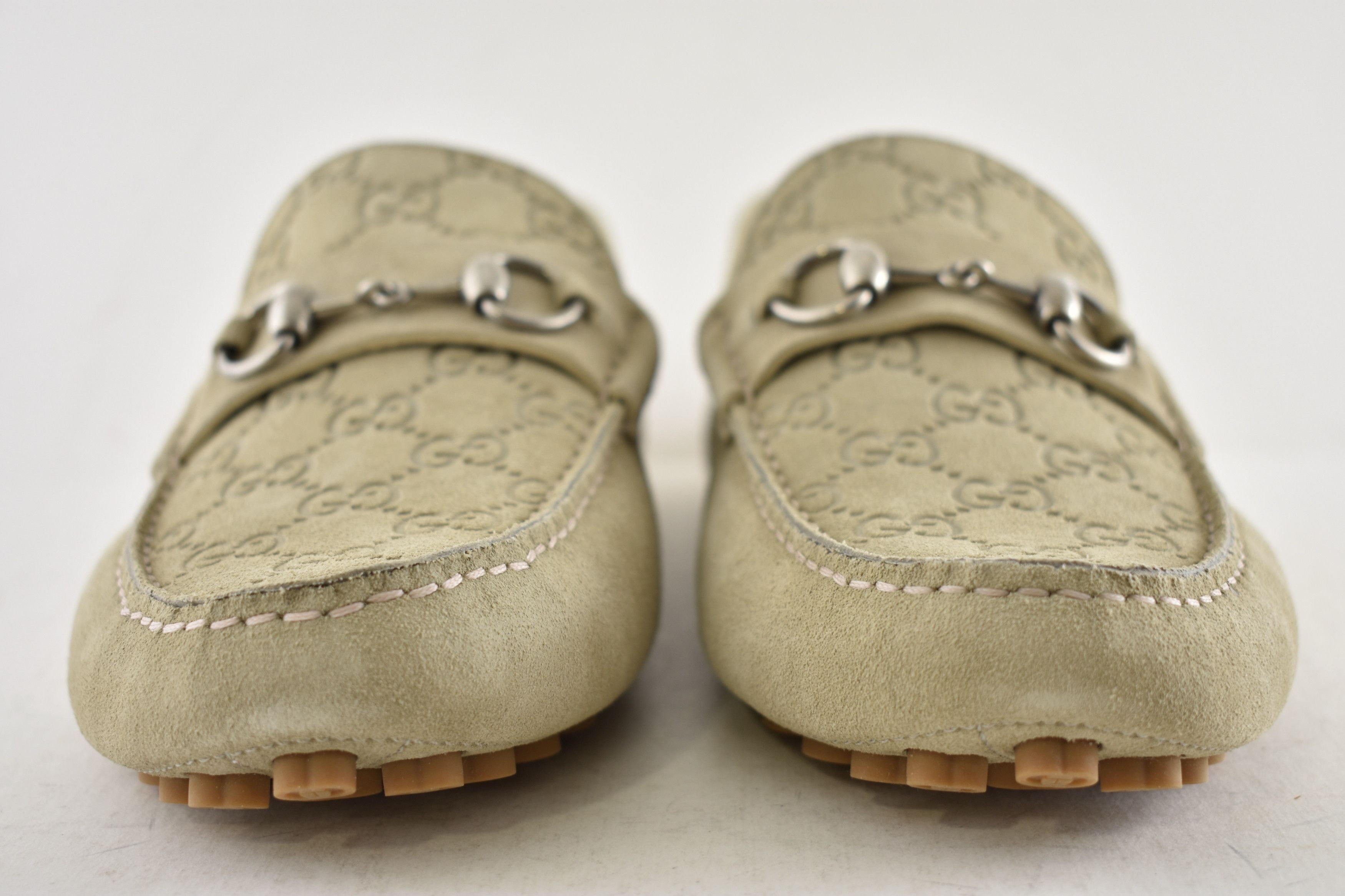Gucci Gucci Oatmeal Suede Logo Horsebit Driver Loafer G 11 US 12 Size US 12 / EU 45 - 10 Thumbnail