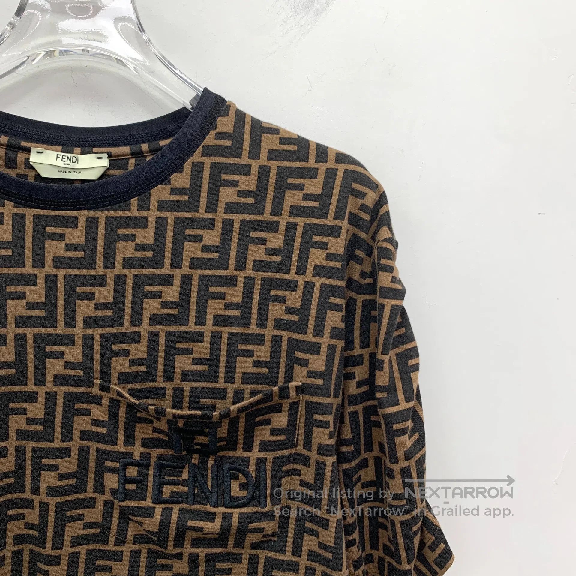 Fendi FENDI Dark Brown Double F Printed Cotton Crew Neck Short-S Size US S / EU 44-46 / 1 - 3 Thumbnail