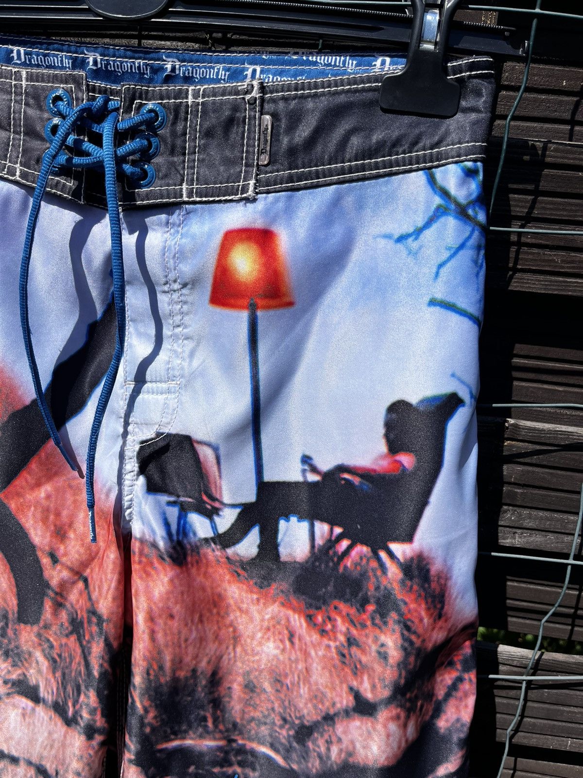 Pink Floyd × Vintage 🎸 PINK FLOYD THE WALL DRAGONFLY RARE SURF SHORTS Y2K TRUNKS Size US 32 / EU 48 - 3 Thumbnail