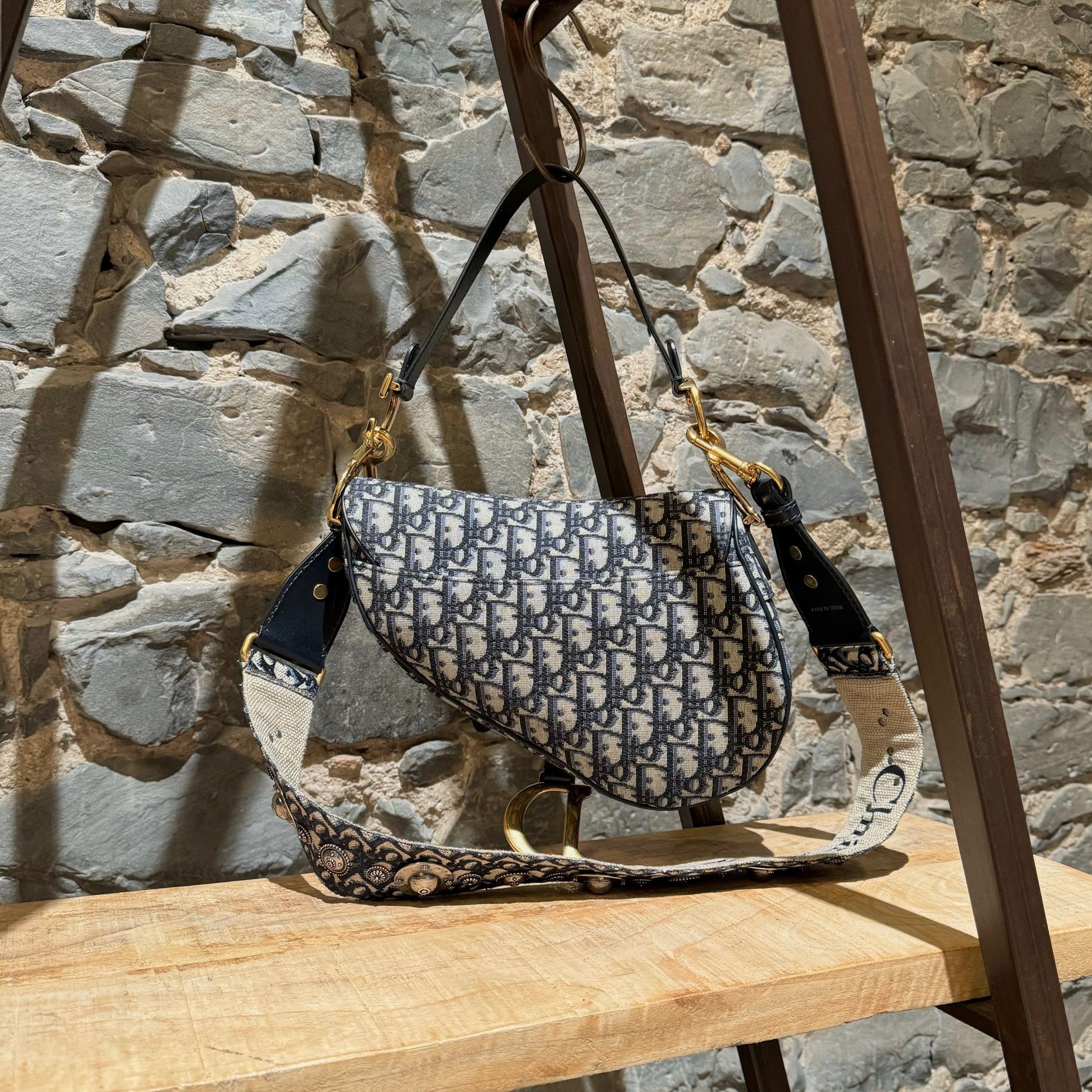 Dior Dior 2018 Blue Oblique Saddle Bag w/ Studded Strap Size ONE SIZE - 6 Thumbnail