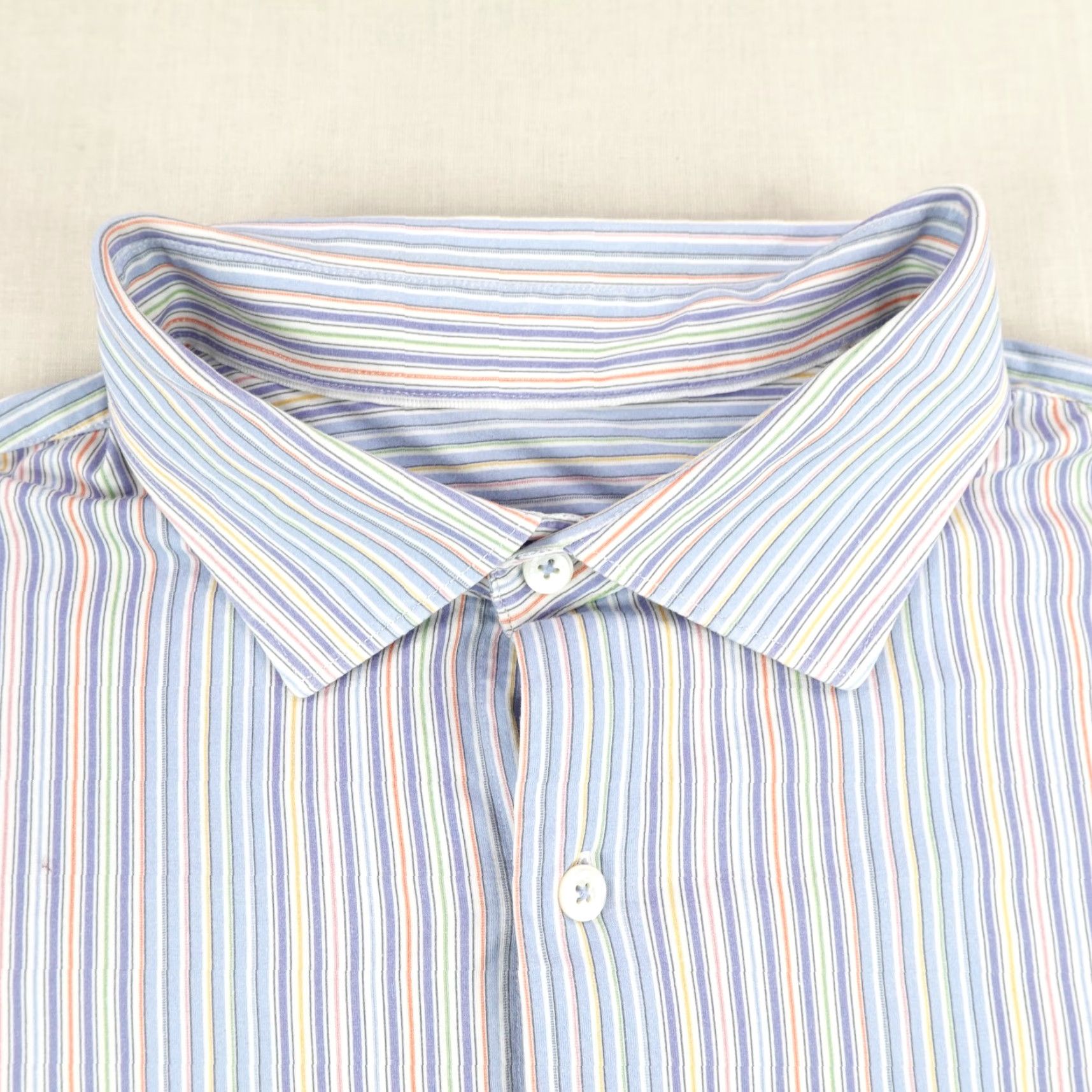 BUGATCHI BUGATCHI Shirt Mens 2XL Blue Stripes Button-Up Casual Dress Shirt 2XL Blue Striped Cotton Spandex Classic Design Mens Size US XXL / EU 58 / 5 - 2 Thumbnail