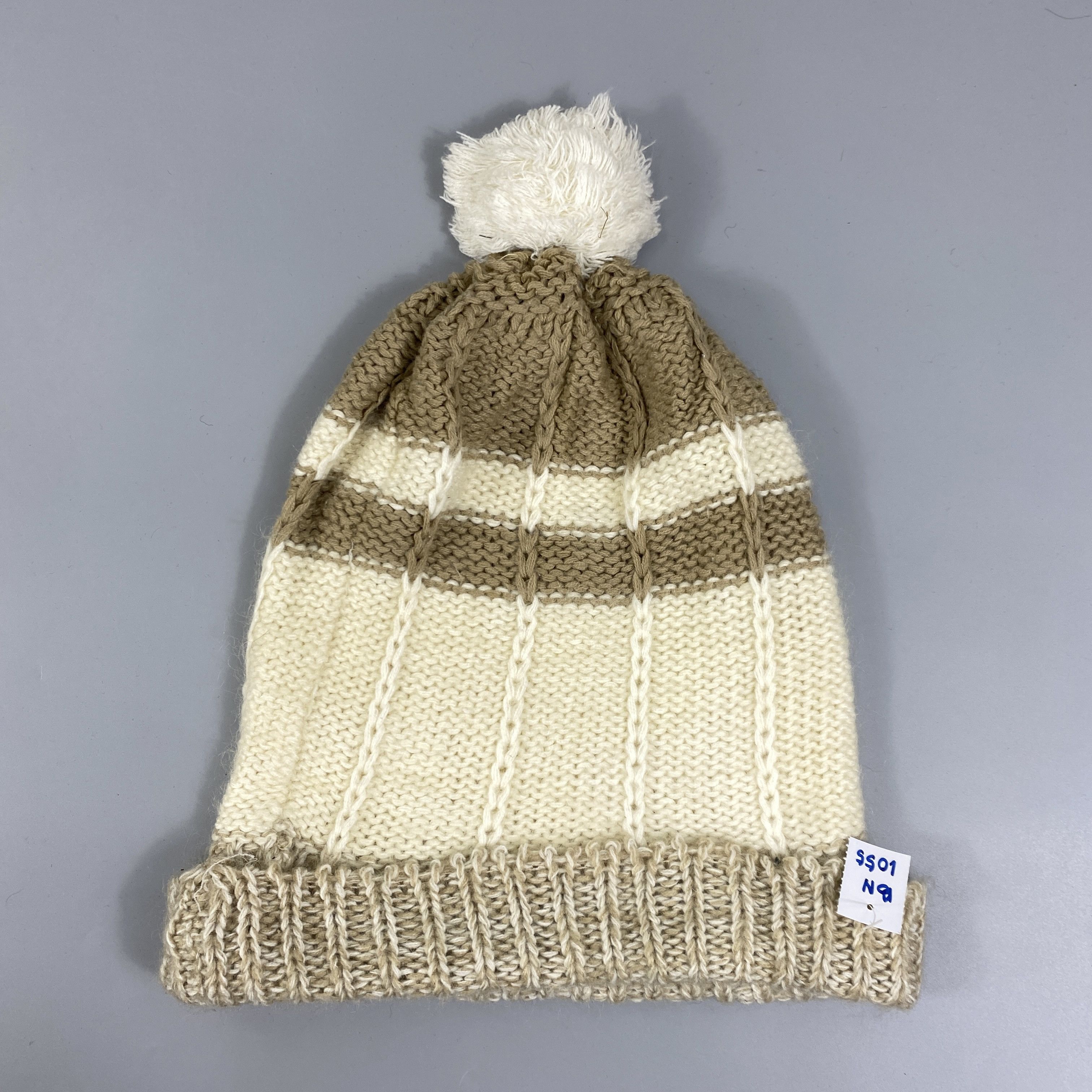 Japanese Brand Slouchy Knitted Beanie Hats Pom Pom -BN1055 Size ONE SIZE - 6 Thumbnail
