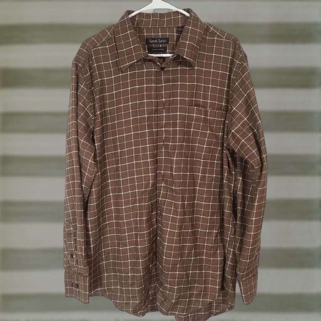 Greats VINTAGE Mens Kenneth Roberts Platinum Long Sleeve Brown Plaid XL Shirt Great Condition Size US XL / EU 56 / 4 - 1 Thumbnail