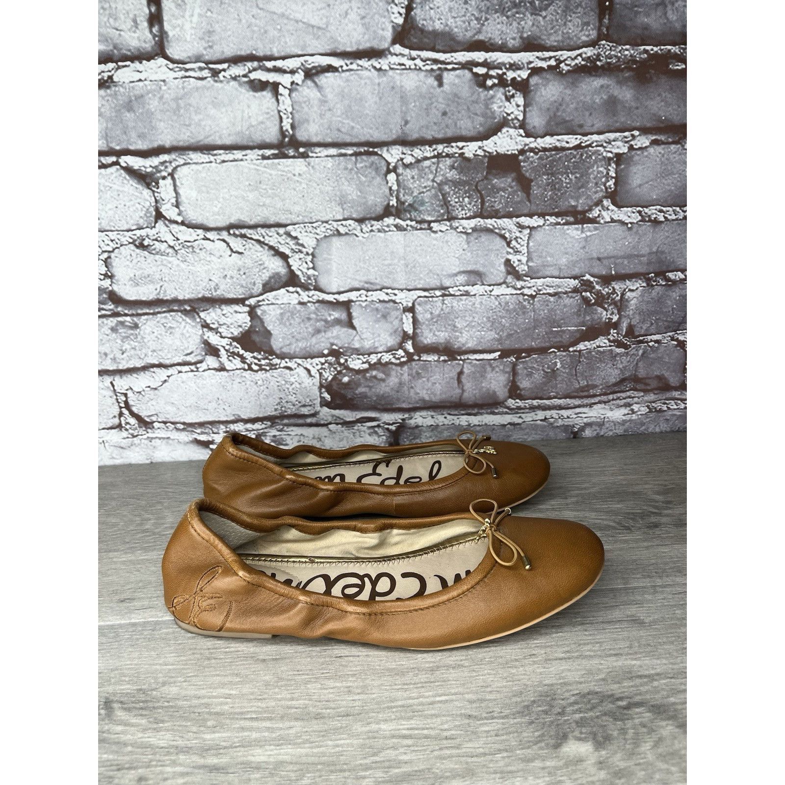 Sam Edelman Sam Edelman Felicia Brown Leather Bow Classic Ballet Flats W Size US 7.5 / IT 37.5 - 10 Thumbnail