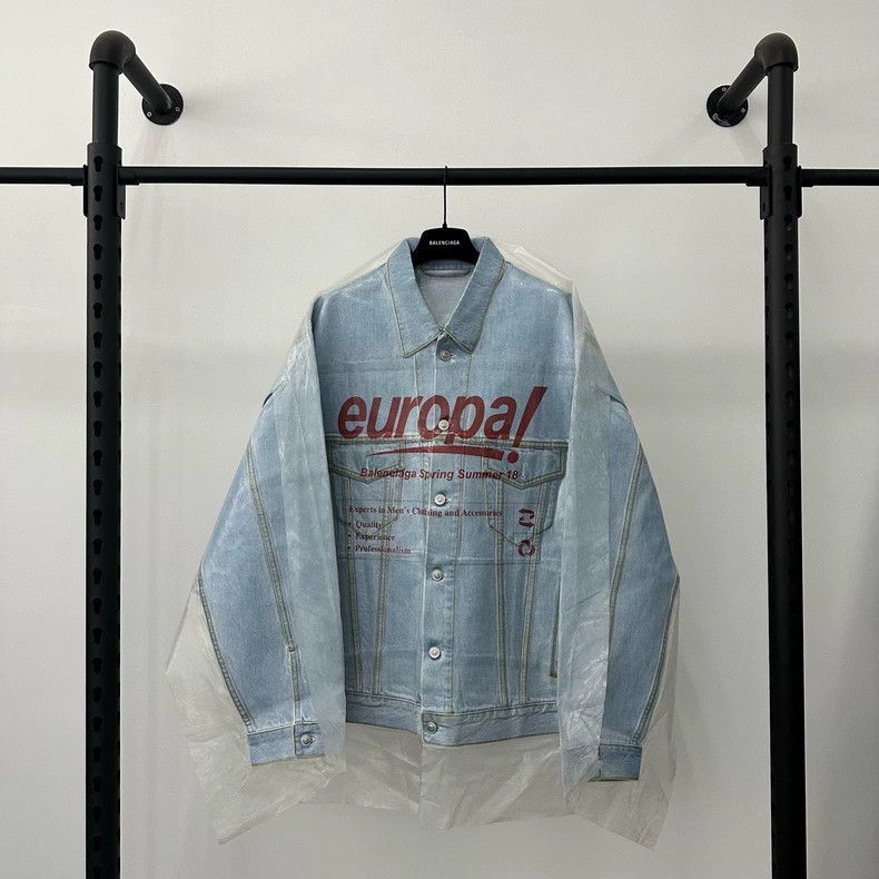 Balenciaga Balenciaga SS18 Europa Denim Jacket-2506 Size US XXL / EU 58 / 5 - 1 Thumbnail