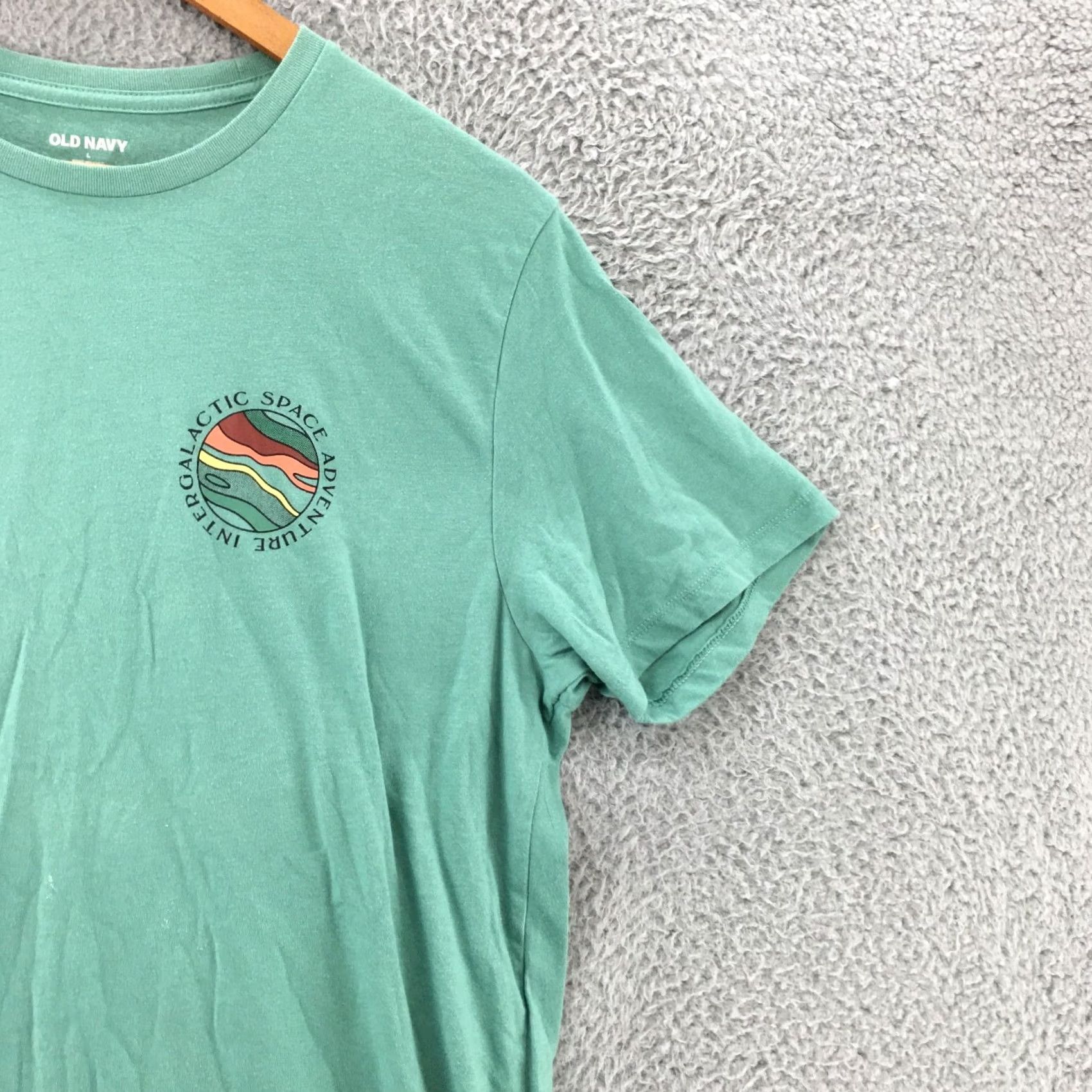 Old Navy Old Navy Tee Tshirt Top Womens Large Green Cotton Blend Graphic Print Back Shirt Size L / US 10 / IT 46 - 3 Thumbnail