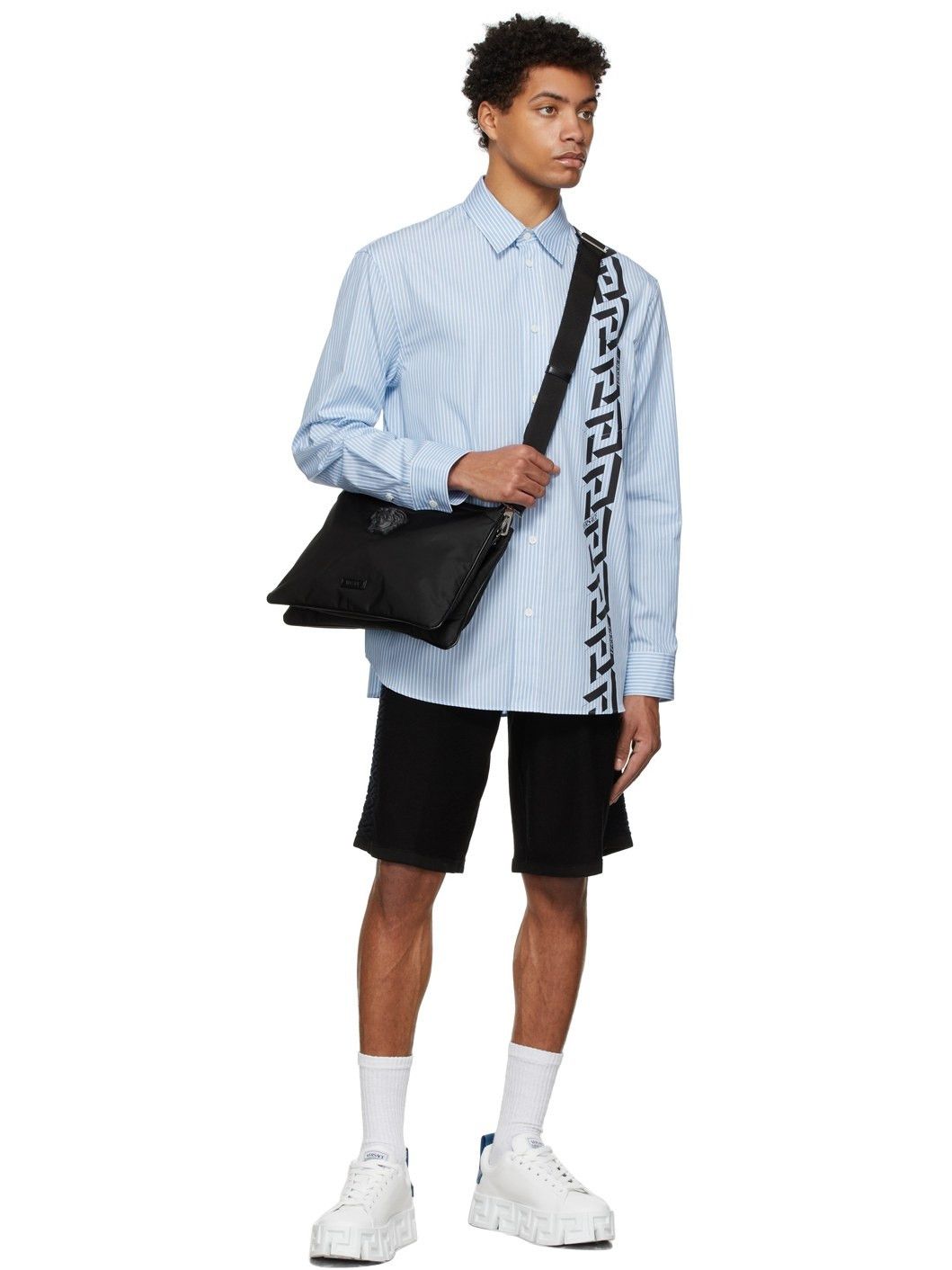 Versace VERSACE La Greca blue striped shirt Size 40 / Medium Size US M / EU 48-50 / 2 - 3 Thumbnail