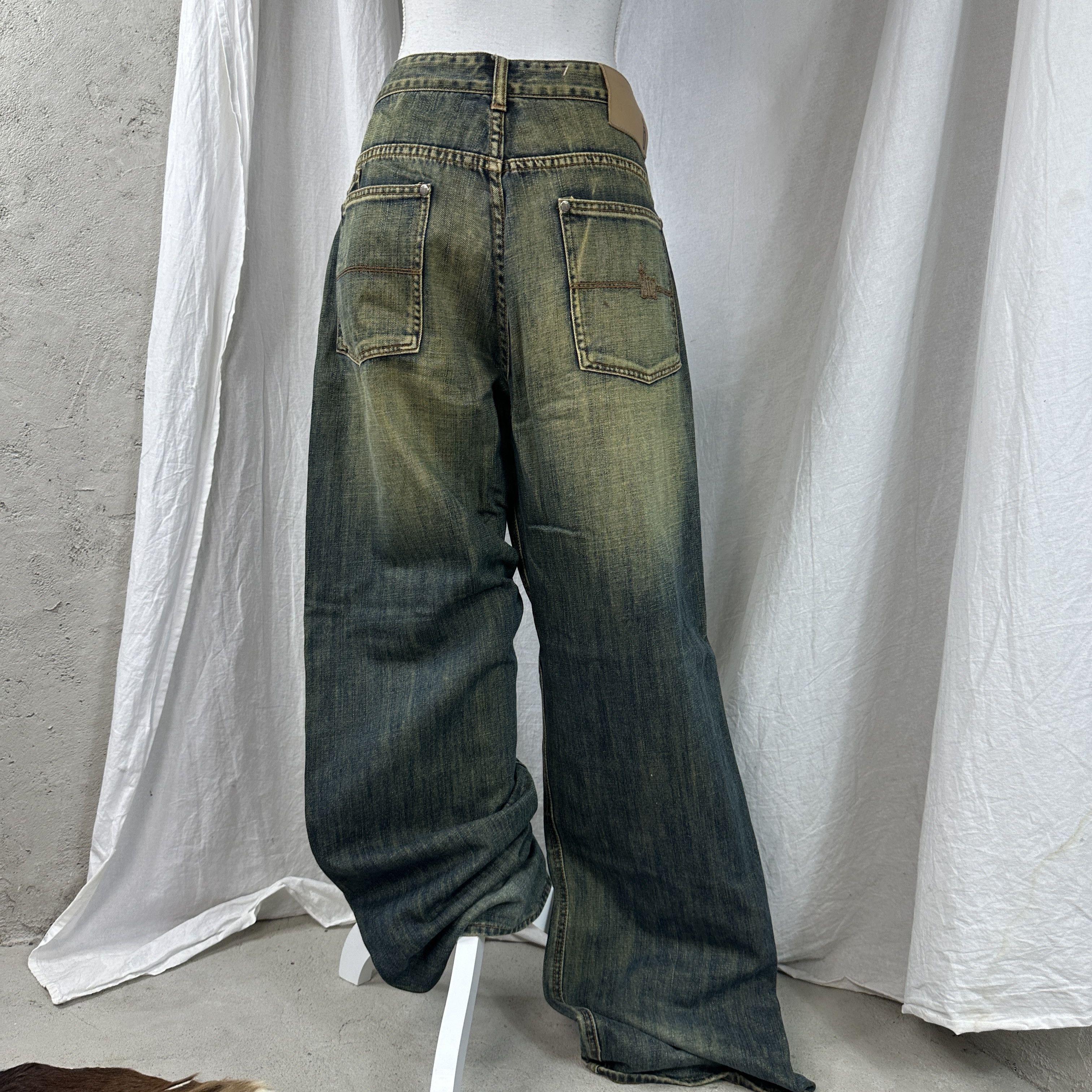 Vintage Vintage Denim Rotten Green Wide Leg Baggy Y2K Jeans Size 25" / US 0 / IT 36 - 3 Thumbnail