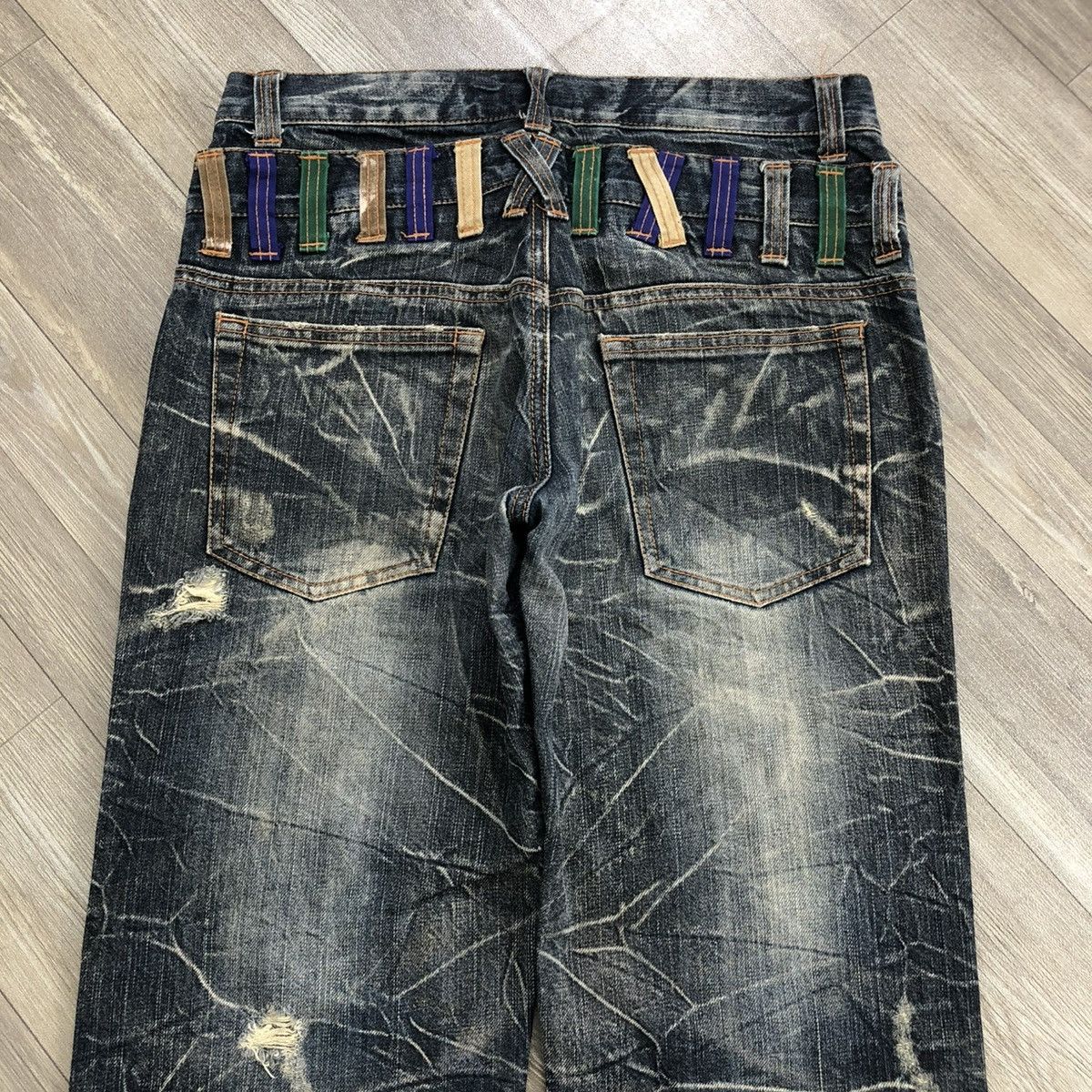 Japanese Brand 2000s Nylaus Double Waist Distressed Faded Baggy Jeans Size US 32 / EU 48 - 16 Thumbnail