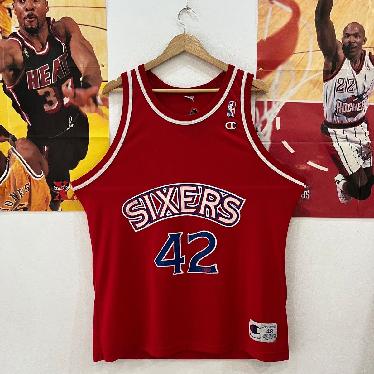 Champion × NBA × Vintage Vintage Philadelphia 76ers 95-96 Stackhouse Champion Jersey Size US XL / EU 56 / 4 - 1 Thumbnail
