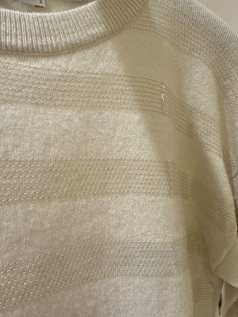 Brunello Cucinelli Brunello Cucinelli Oatmeal striped sequined cashmere knitt Size S / US 4 / IT 40 - 5 Thumbnail