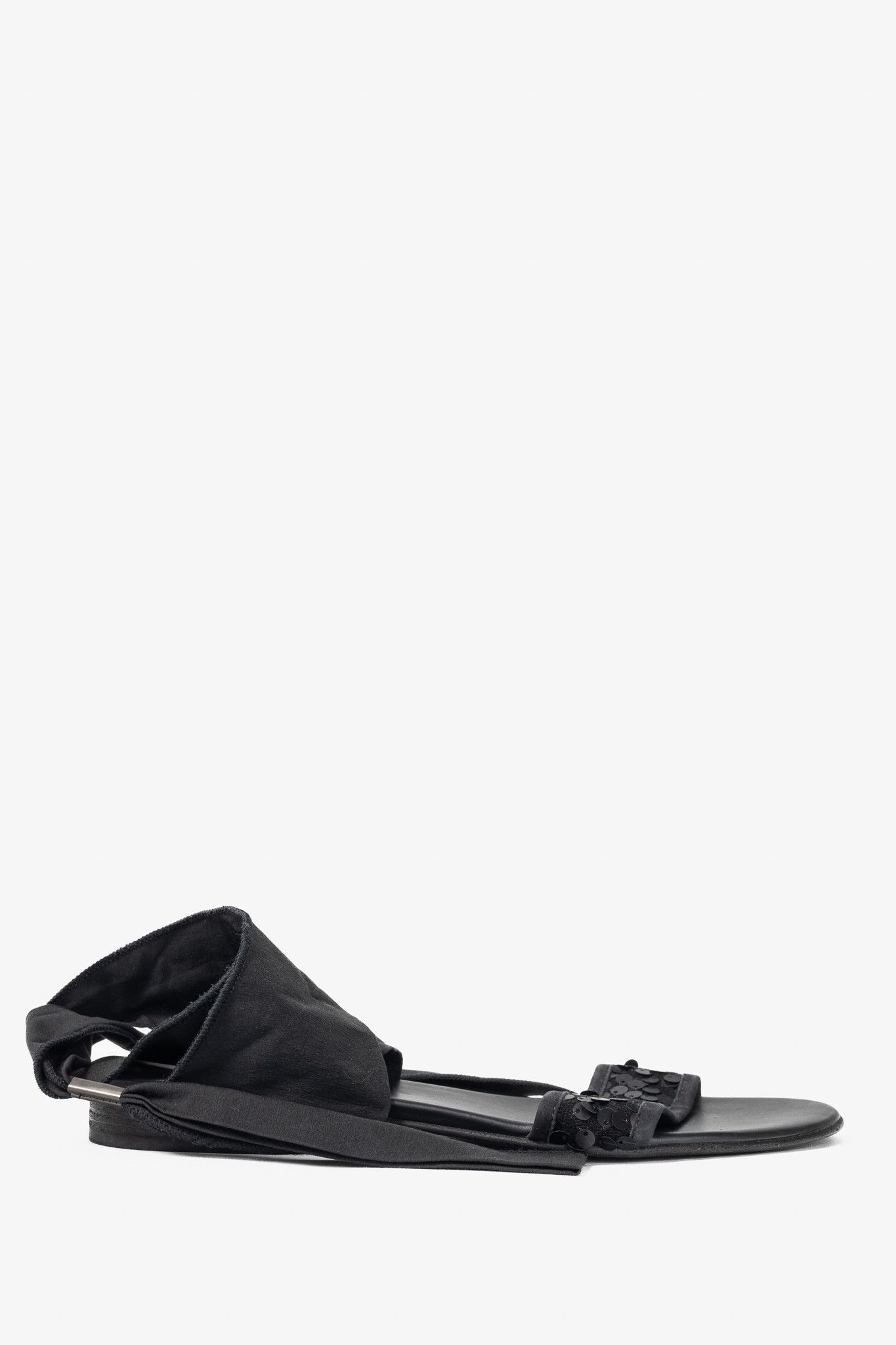 Annette Gortz Annette Gortz Black Sequin-Embellished Tie Sandals Size US 9.5 / IT 39.5 - 2 Thumbnail