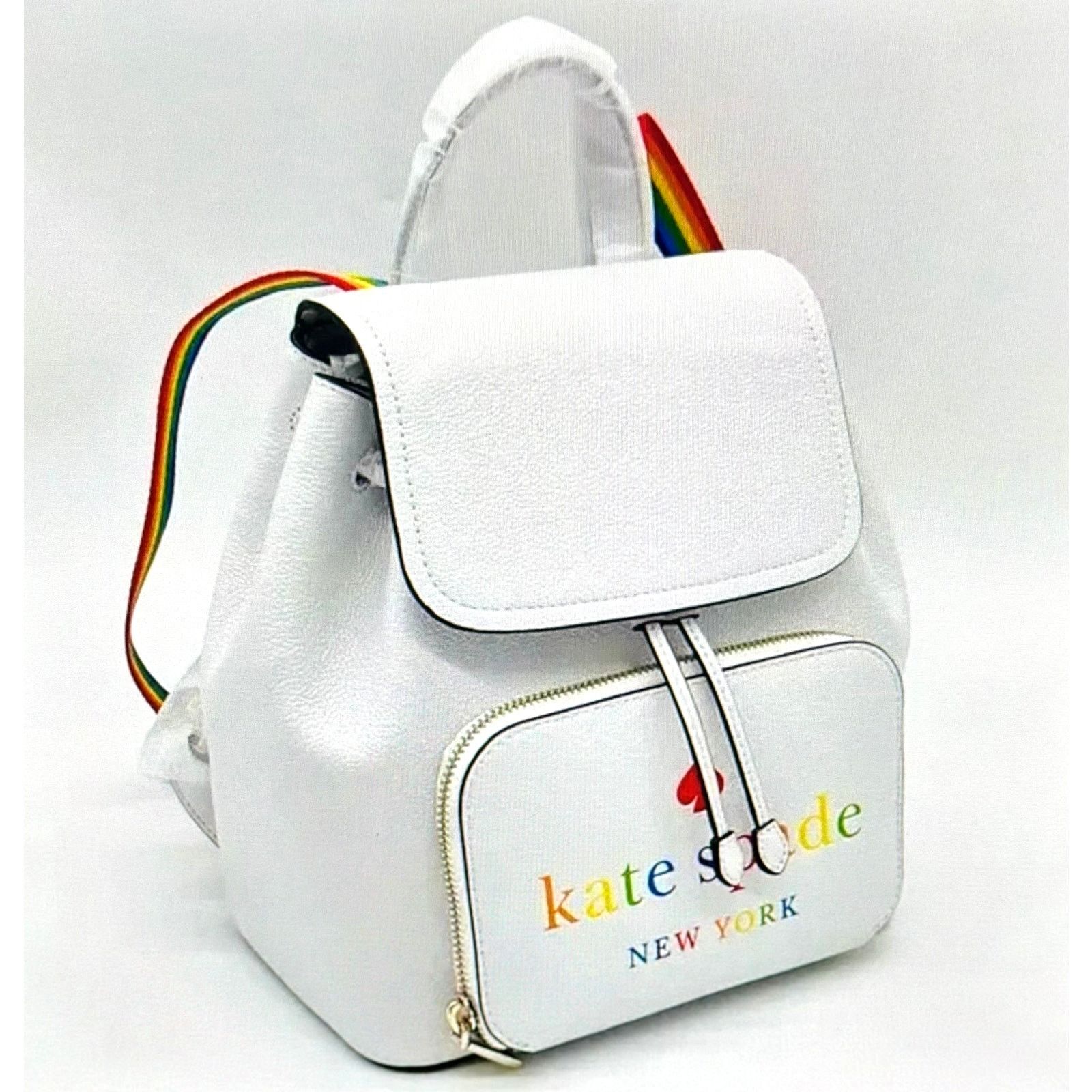 Kate Spade Kate Spade NY Pride Rainbow Darcy White Leather Backpack Size ONE SIZE - 2 Thumbnail