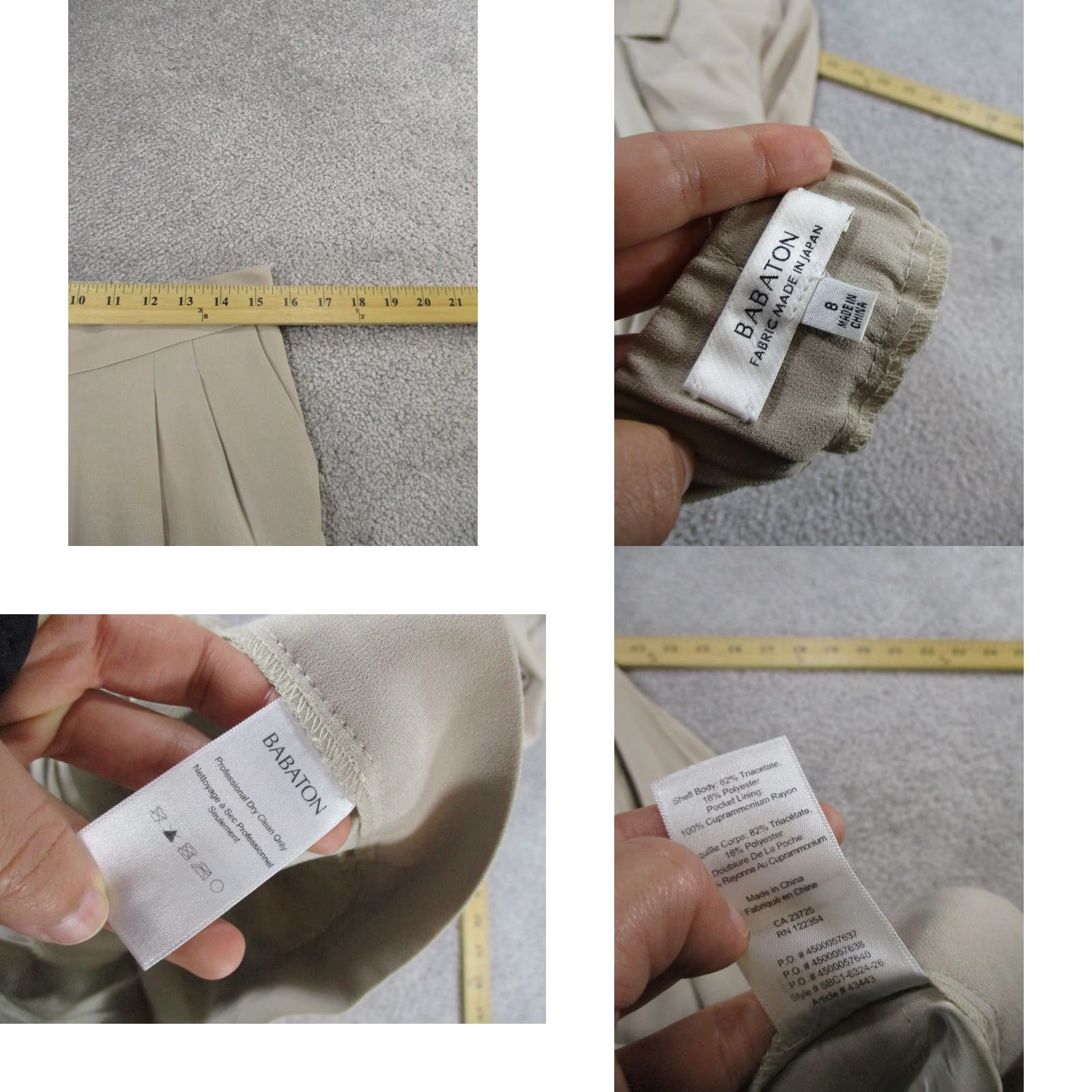 Vintage Babaton Dress Pants Womens 8 Beige Crepe Taper Leg Pull On Stains Dress Pants Beige Babaton Womens 8 Tapered Crepe Pull On Stains Size 30" / US 8 / IT 44 - 8 Thumbnail