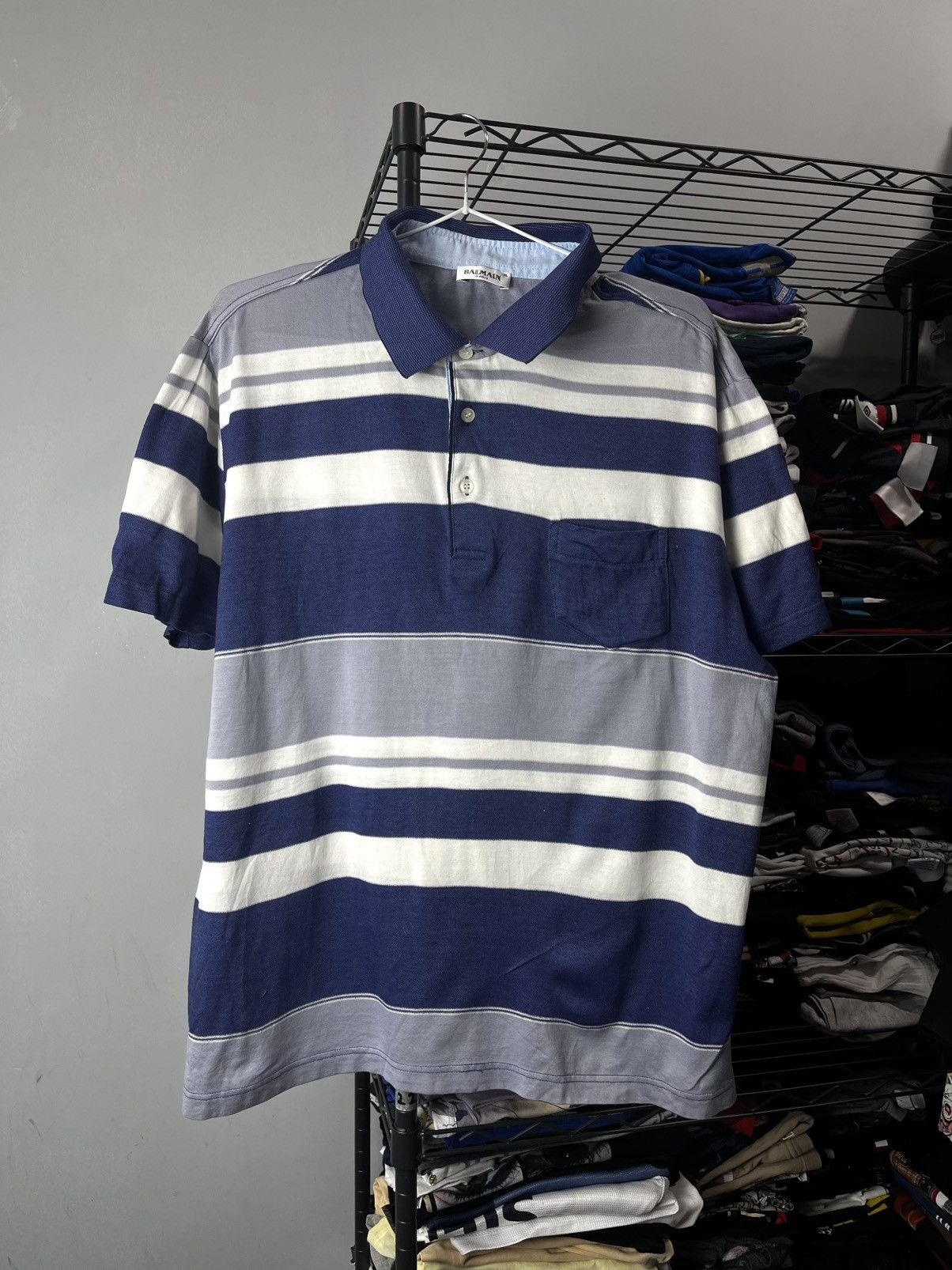 Balmain Vintage Balmain Paris Polo Shirt Luxury Stripped Old Money Size US XL / EU 56 / 4 - 1 Thumbnail