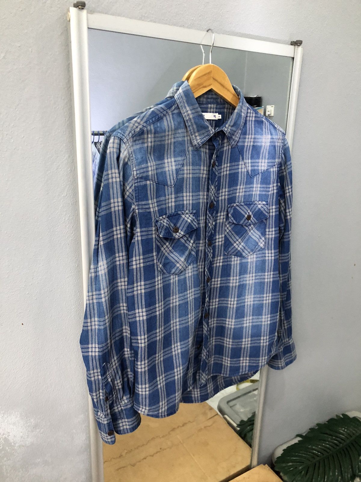 Japanese Brand × Vintage Sevendays sunday blue check distressed button ups Size US S / EU 44-46 / 1 - 3 Thumbnail
