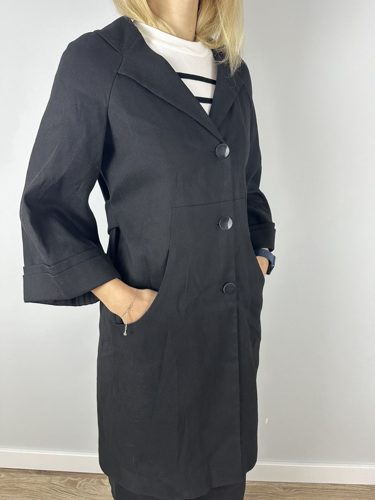 Gucci Auth GUCCI Hemp Cotton Black Women's Coat 38 S 3/4 Sleeve Size S / US 4 / IT 40 - 4 Thumbnail
