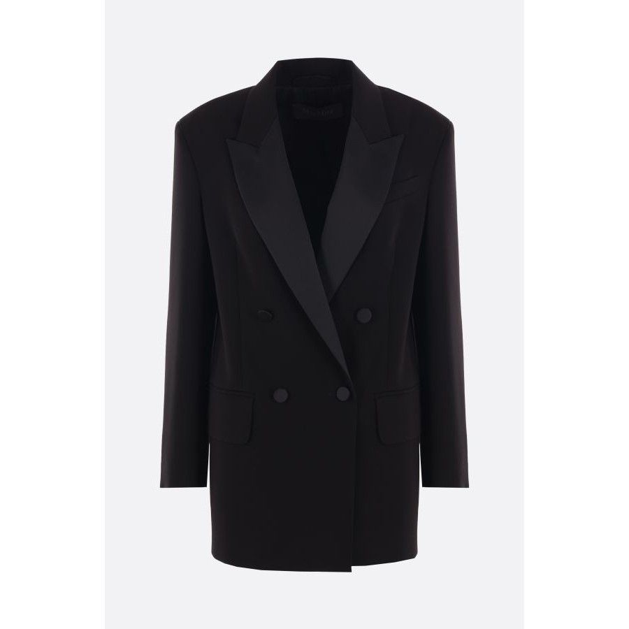 Max Mara MAX MARA Gabarra Cady Black Double-Breasted Jacket New & Aut Size M / US 6-8 / IT 42-44 - 1 Thumbnail