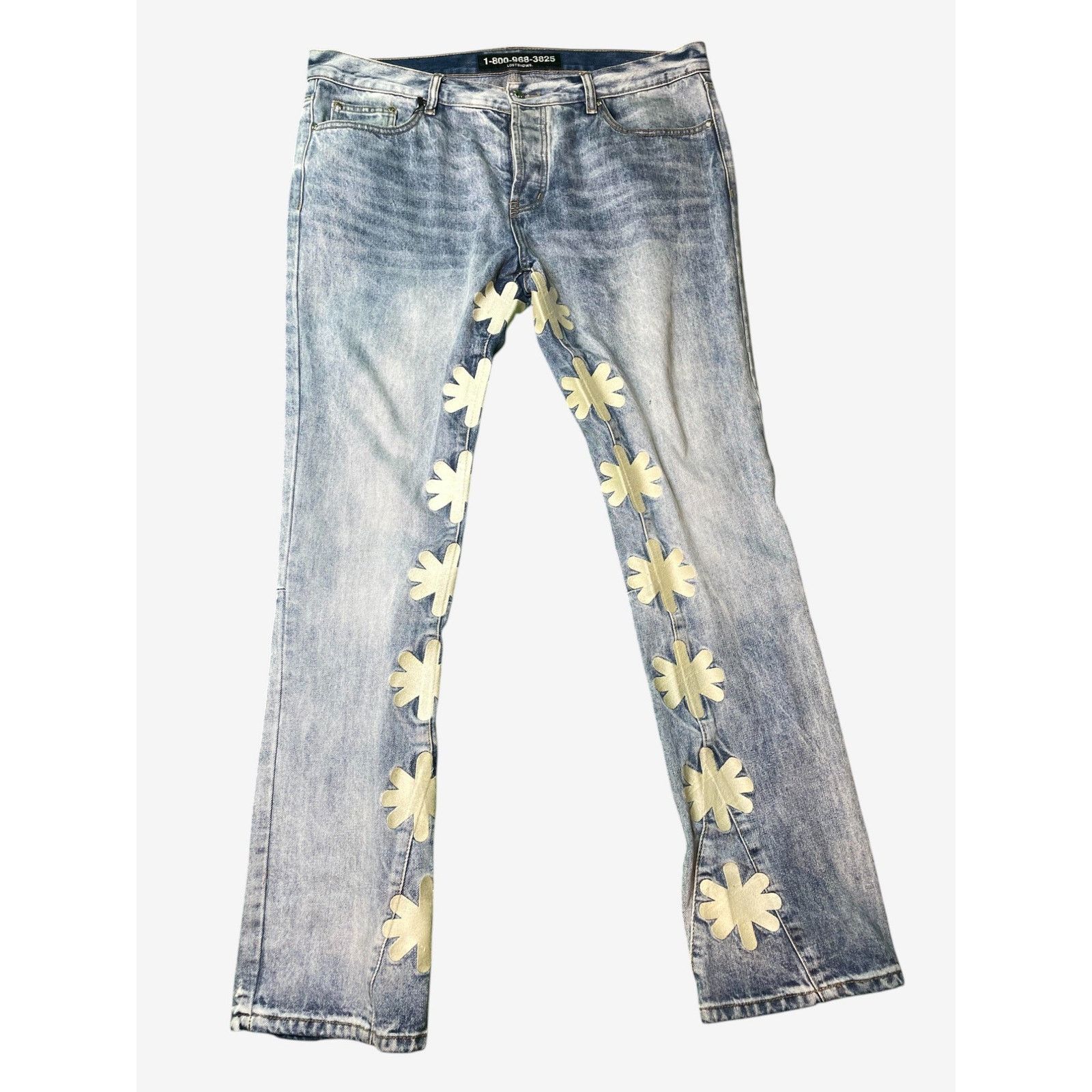 Other Lost SHDWS White Floral Light Wash Jeans Size US 40 / EU 56 - 1 Thumbnail