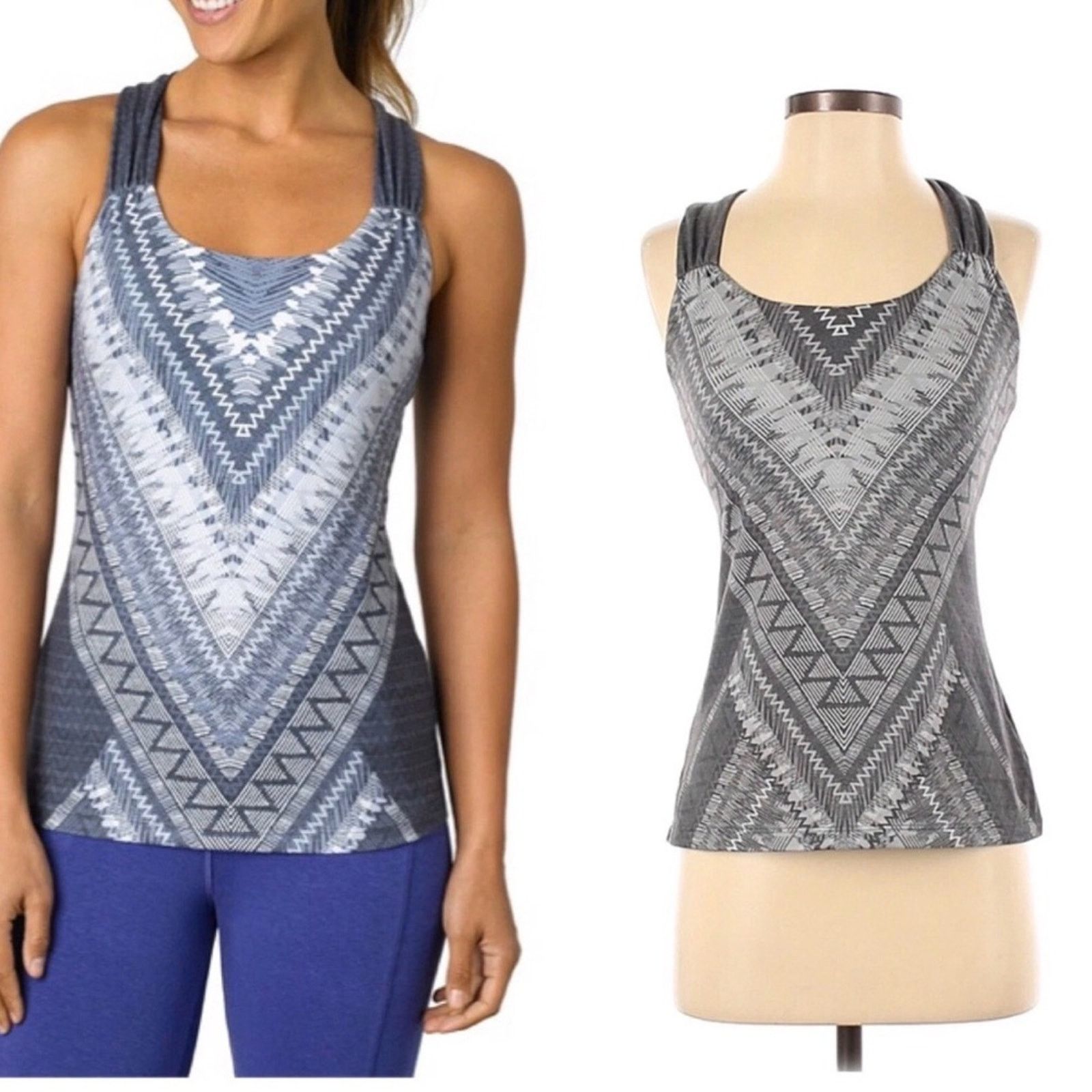 Prana Prana Phoebe Strappy Athletic Tank Top Womens Small Gray Geo Size S / US 4 / IT 40 - 1 Thumbnail