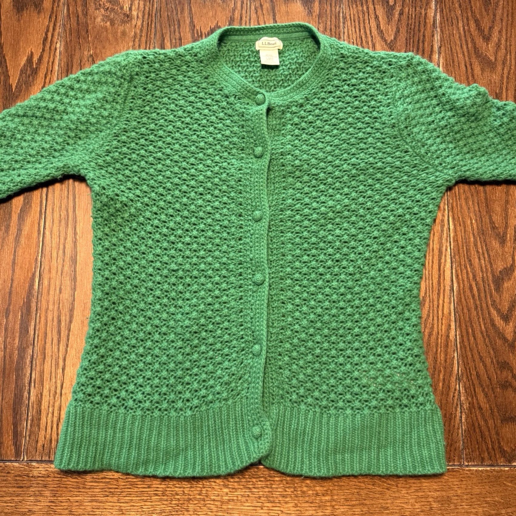 Vintage VINTAGE LL Bean Cardigan Wool Blend Crochet Button Front Green Women’s Large Regular Size Size L / US 10 / IT 46 - 2 Thumbnail