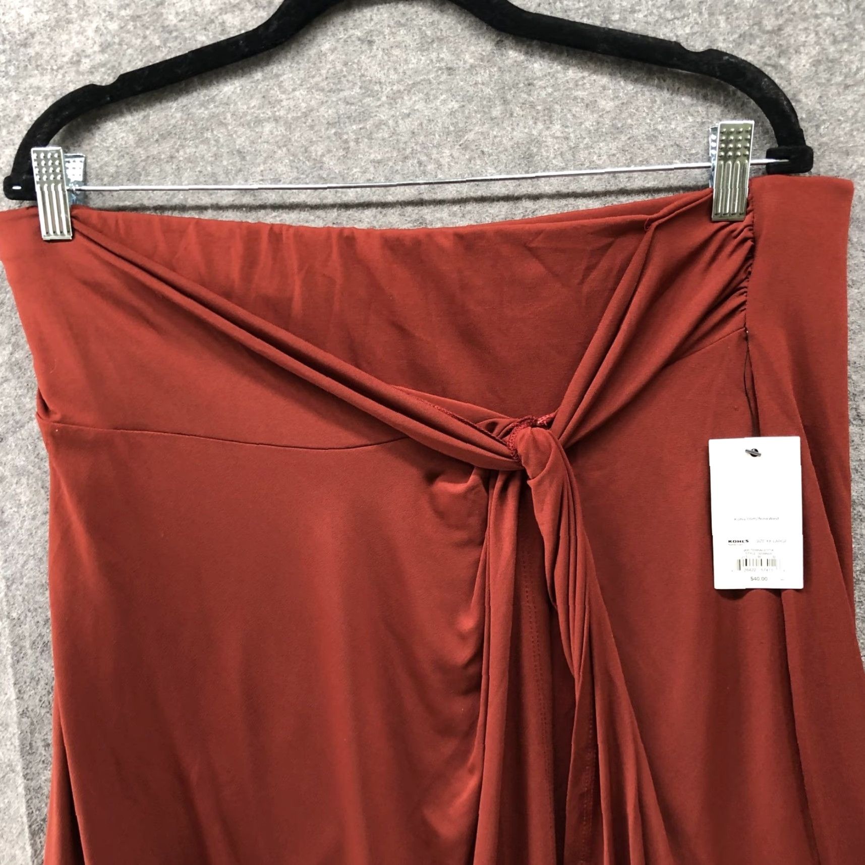 Nine West NINE WEST Skirt Midi Wrap Jersey Knit Pull On Brown 2XL Womens Pattern: Solid Stretchy Size XXL / US 16-18 / IT 52-54 - 3 Thumbnail