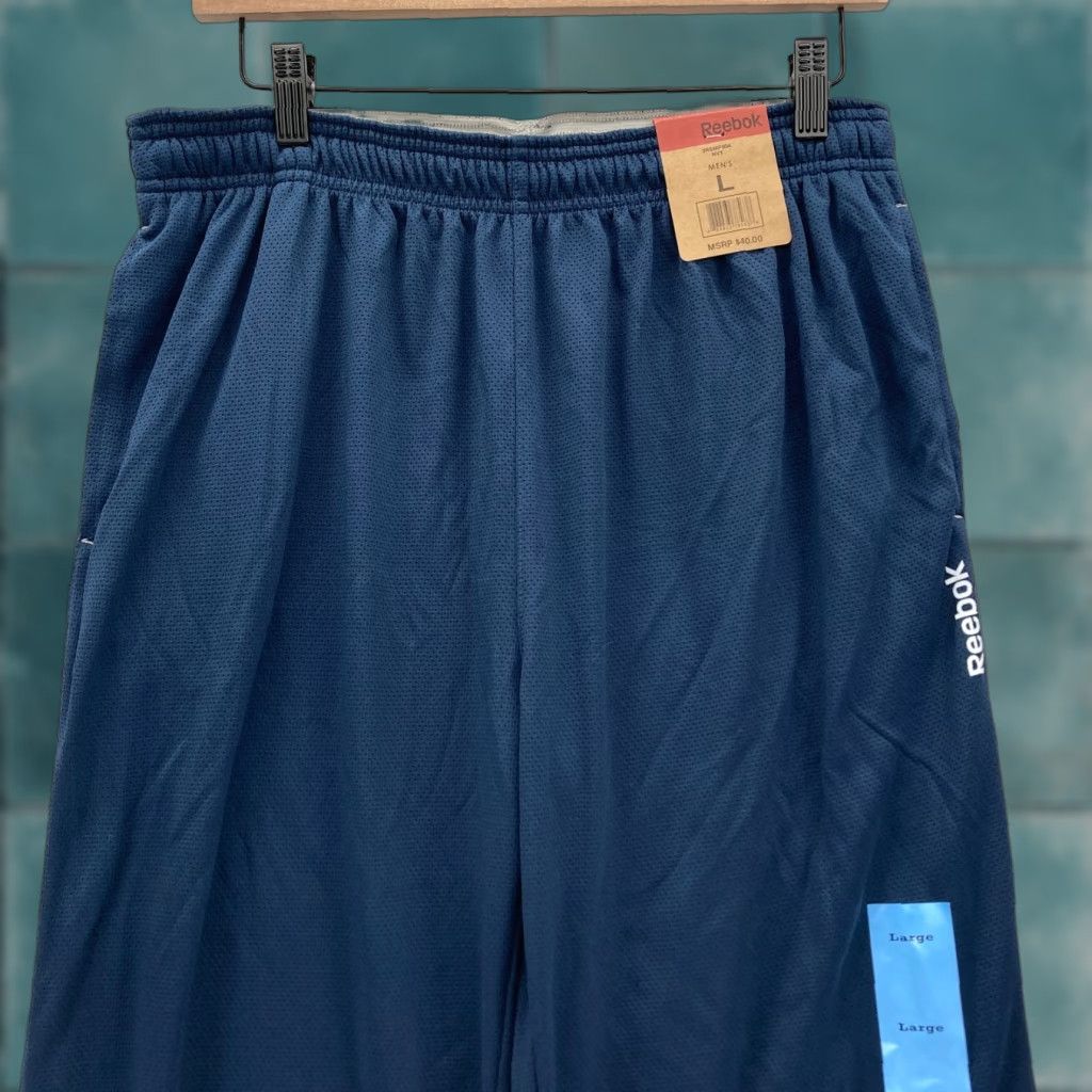 Reebok Reebok Track Pants Sweatpants Mens Large Navy Blue Warm Up Basketball University Size US 33 - 1 Thumbnail