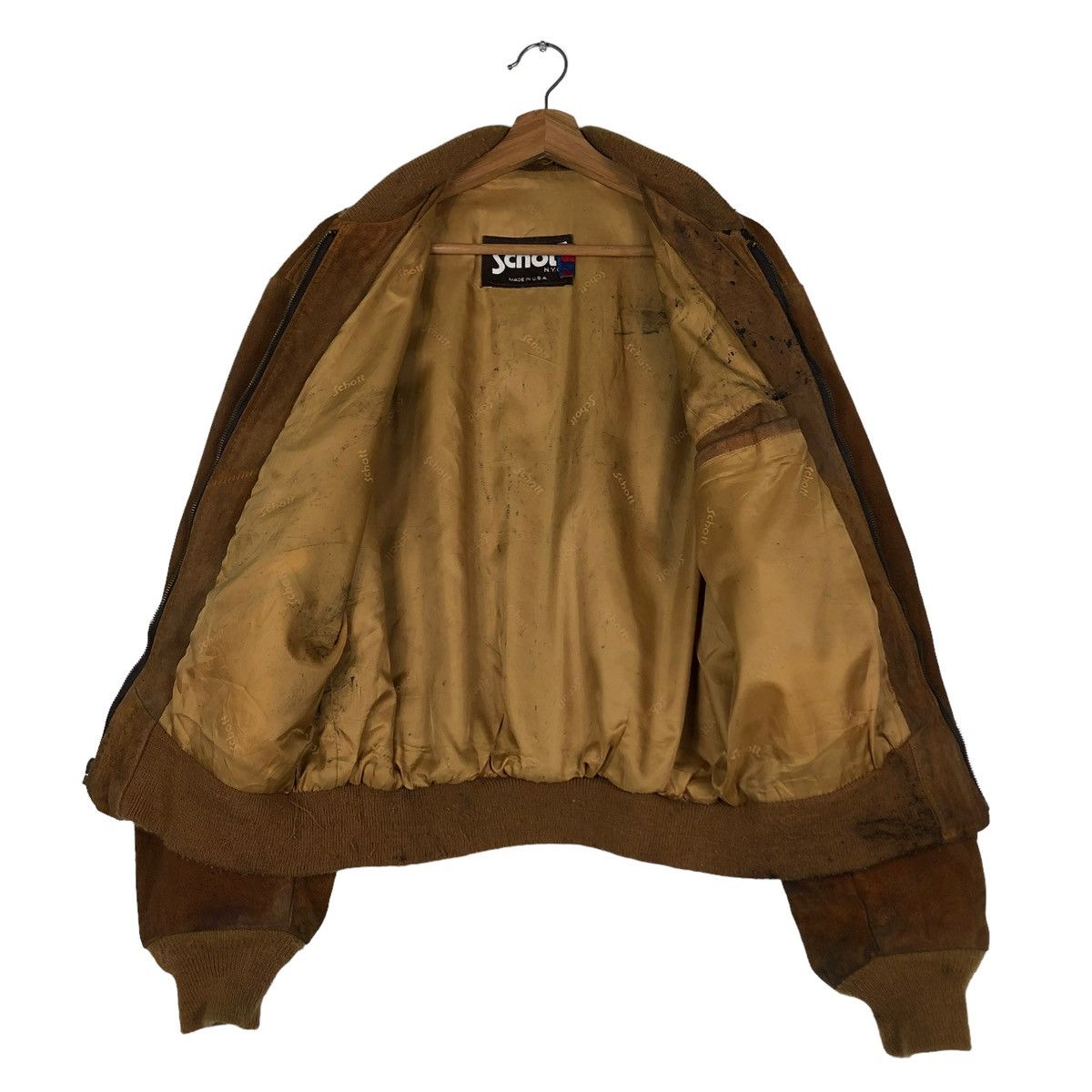 Schott 🔥VINTAGE SUEDE LEATHER JACKET FLY SCHOTT MADE IN USA Size US M / EU 48-50 / 2 - 13 Thumbnail