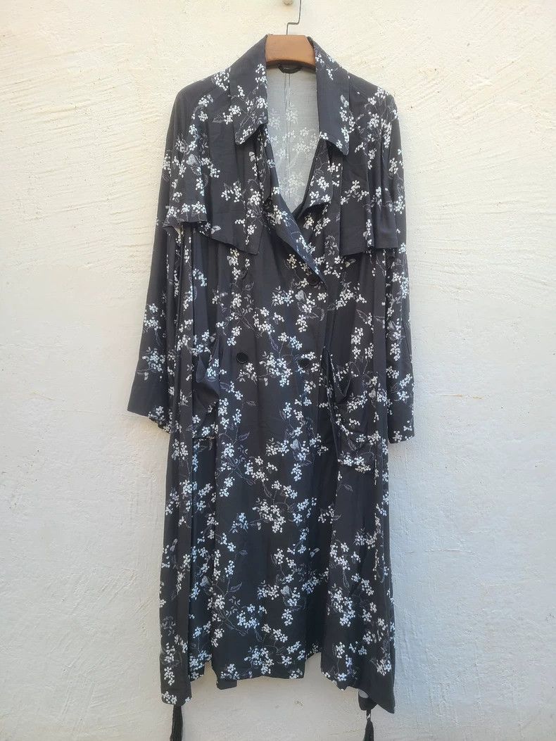 floral silk trench coat by ann demeulemeester