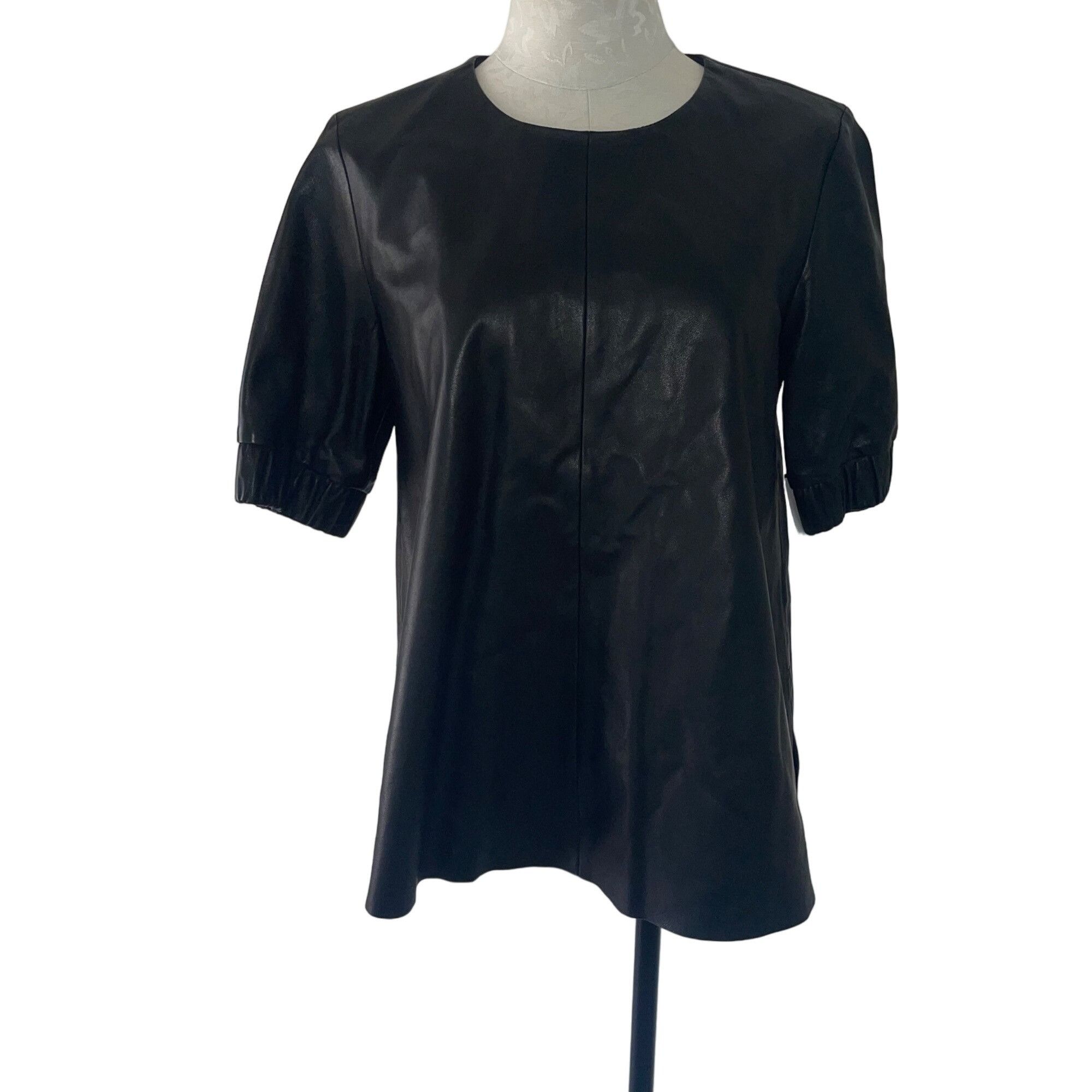 Cos Cos Womens Top Size XS Black Leather Short Sleeve Size XS / US 0-2 / IT 36-38 - 1 Thumbnail