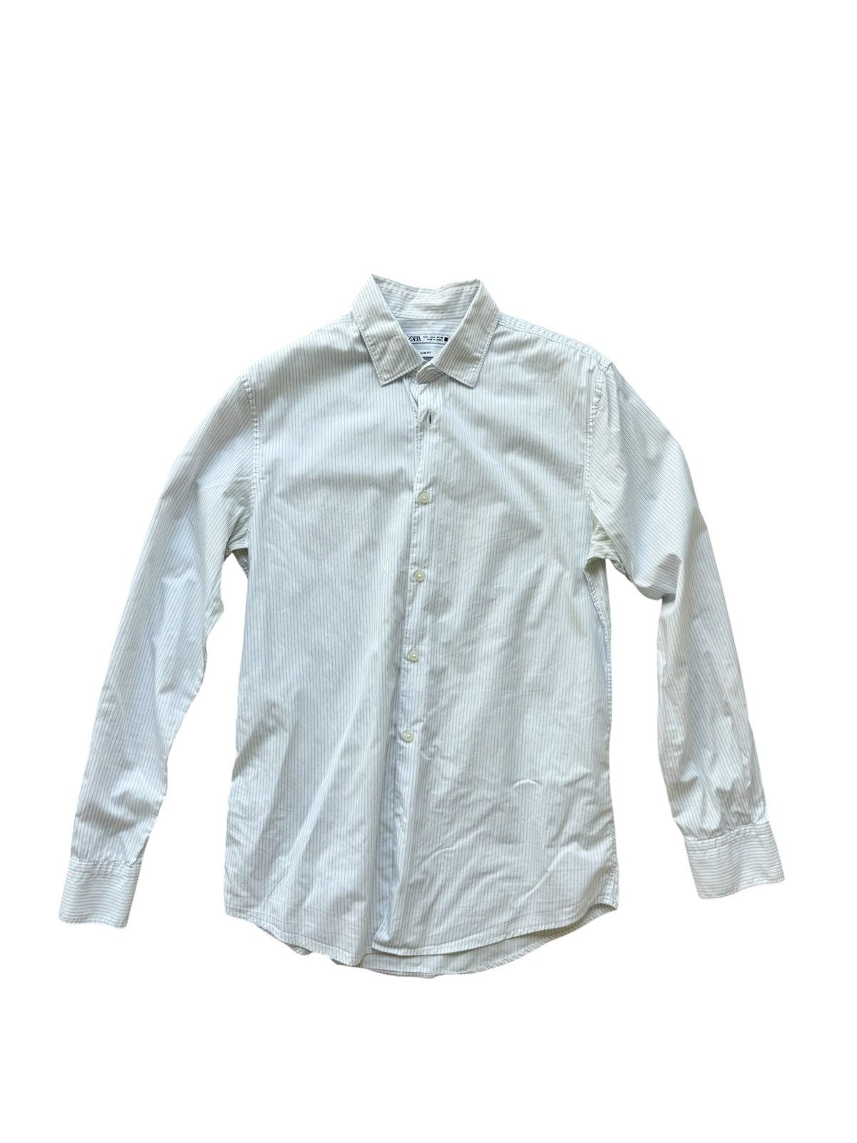 Zara Zara Man Slim Fit Striped Dressy Shirt, Light Blue, Size M Size US M / EU 48-50 / 2 - 1 Thumbnail