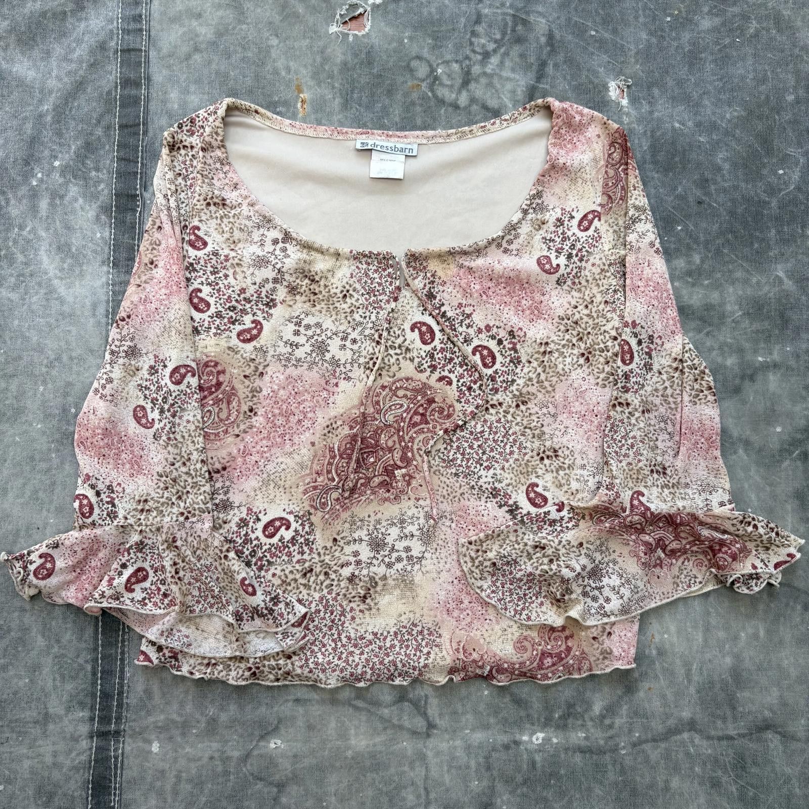 Vintage Vintage 90s Y2K Paisley Floral Flared Sleeves Lined Blouse Size XL / US 12-14 / IT 48-50 - 1 Thumbnail