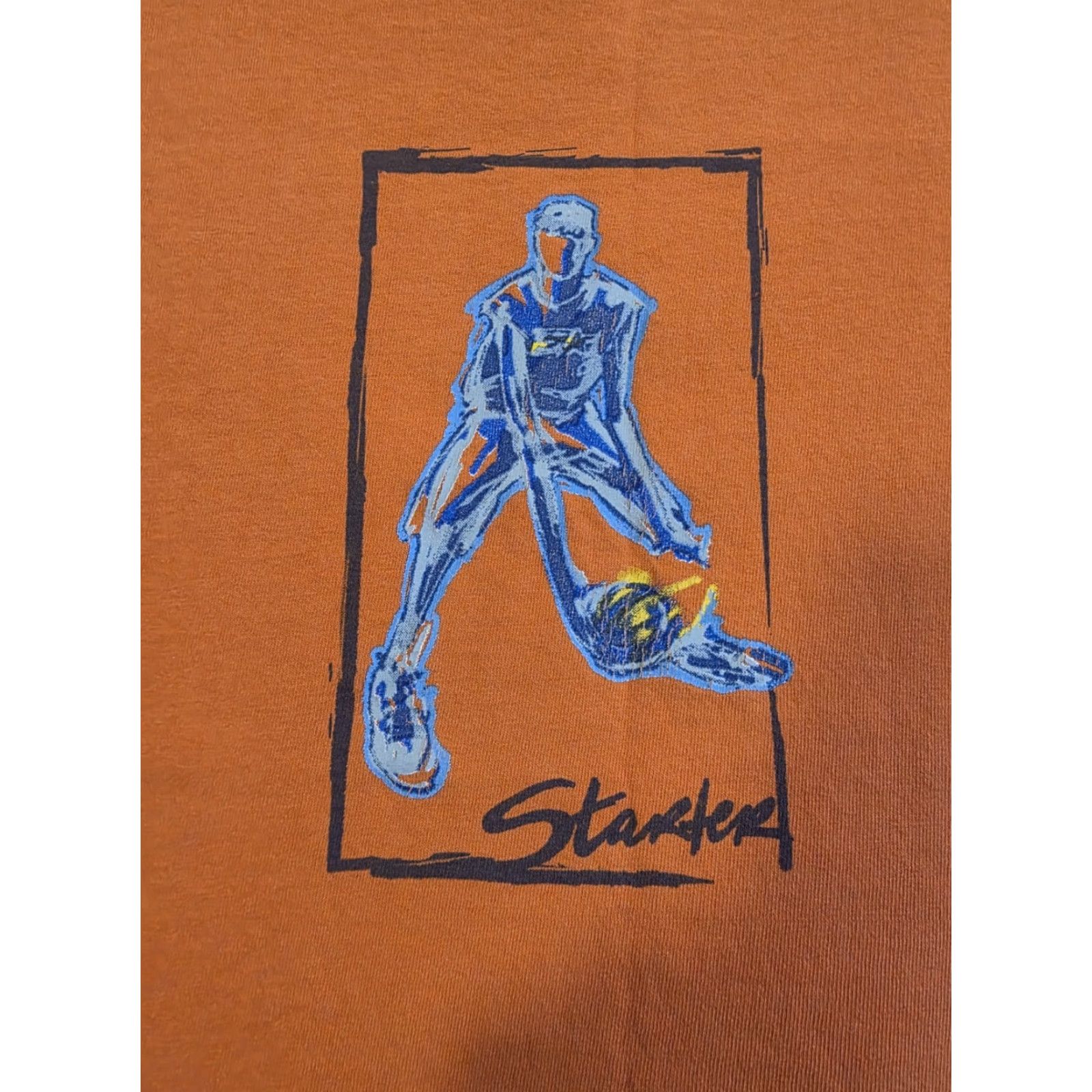 Starter VINTAGE Starter Basketball Graphic T Shirt Double Sided Orange Men's XL Size US XL / EU 56 / 4 - 2 Thumbnail