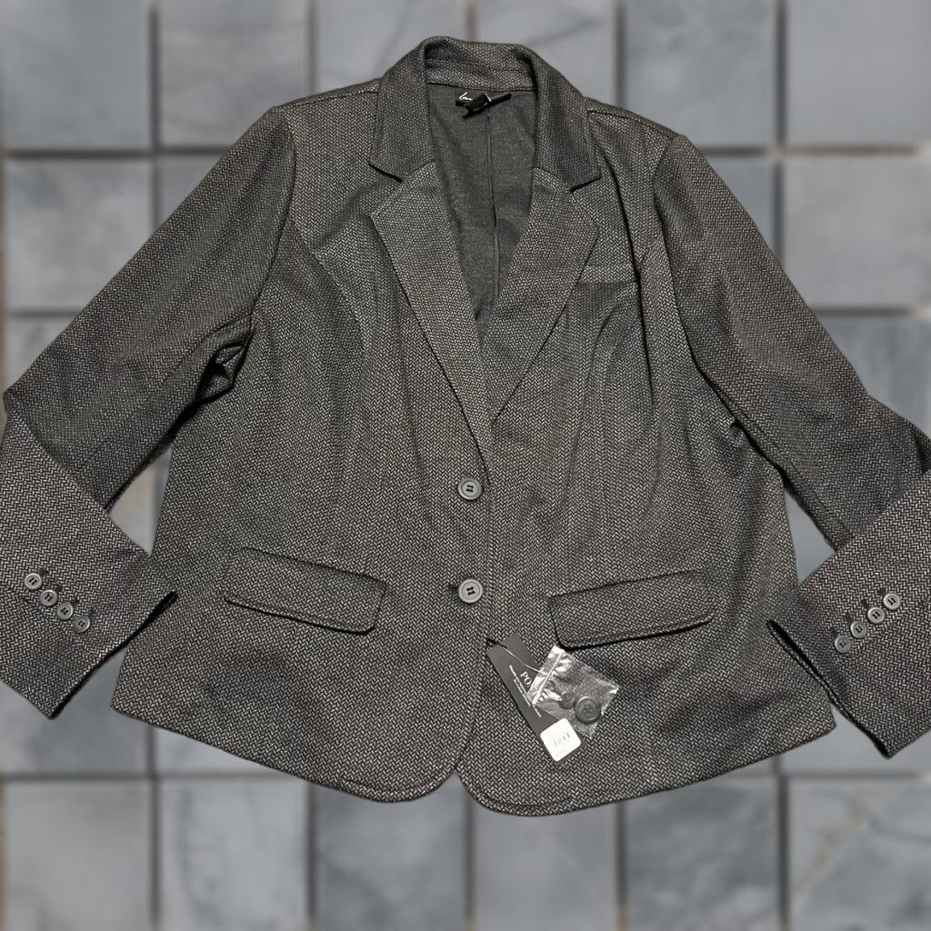 Vintage Lane Bryant Blazer Womens 22 The Bryant Ponte Plus Career Gray Unstructured in Grey (Size 3xl)
