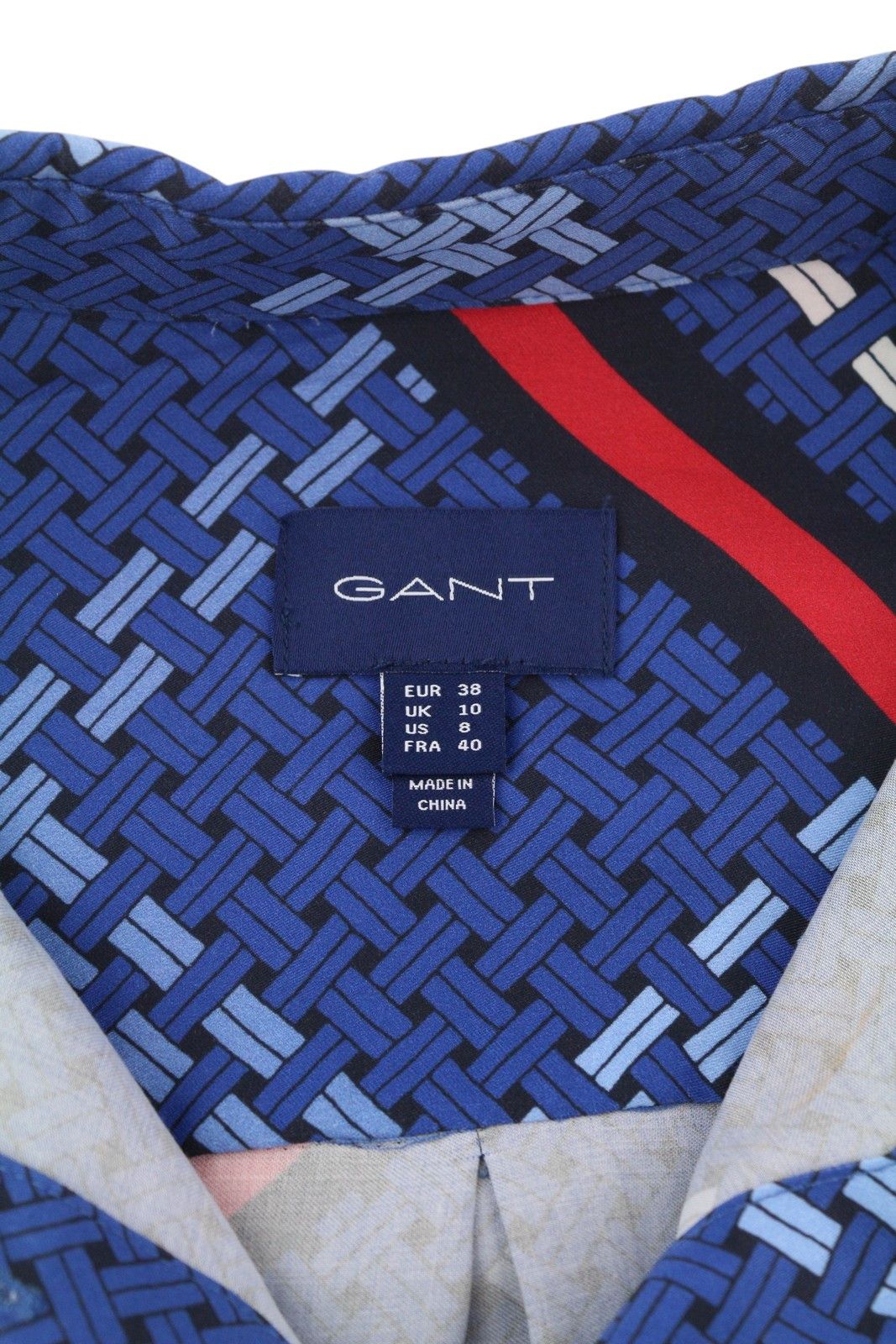 SIGNATURE WEAVE EU38 Blue Patterned Satin Shirt 85147