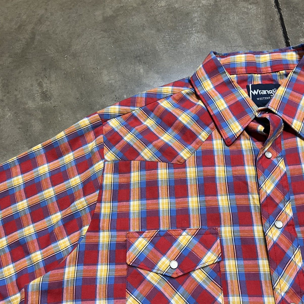 Wrangler Vintage Wrangler Pearl Snap Shirt Short Sleeve Plaid Western Size US XL / EU 56 / 4 - 5 Thumbnail