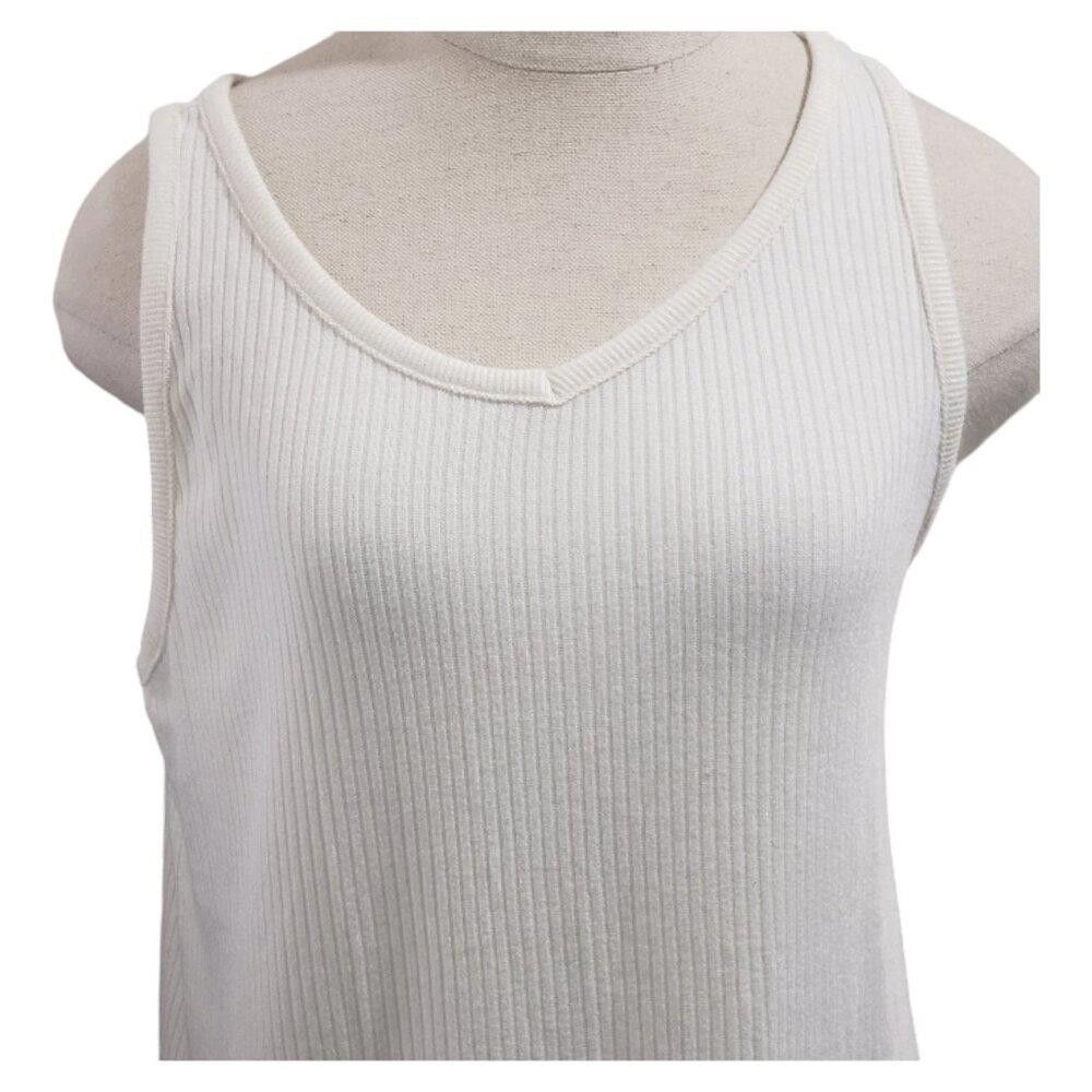 Designer CT1837 Haven Well Within Cream Ribbed Lounge Tank Top M Size M / US 6-8 / IT 42-44 - 2 Thumbnail